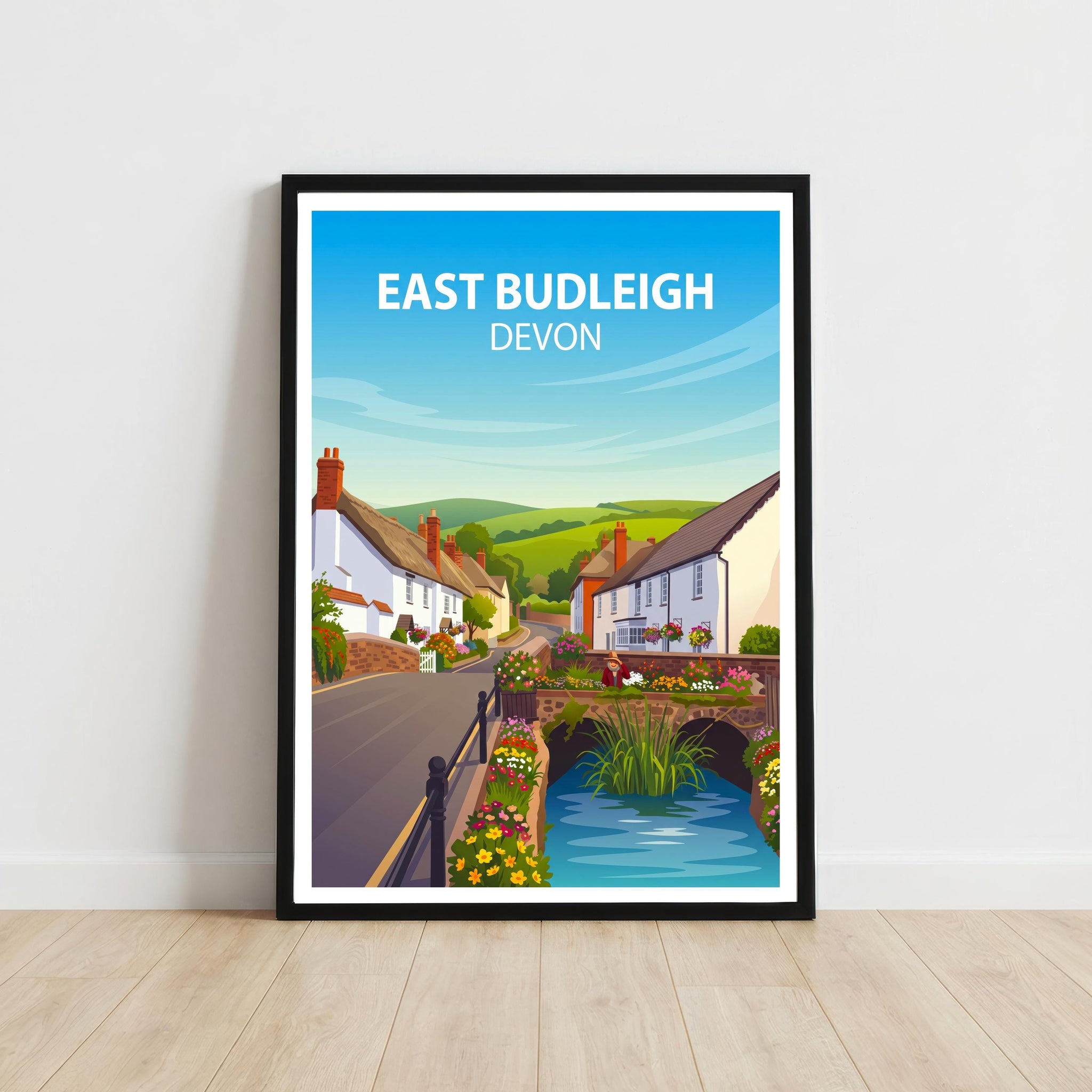 East Budleigh Devon Travel Print Historic Village Wall Decor English Countryside Travel Poster UK Gift Home Décor