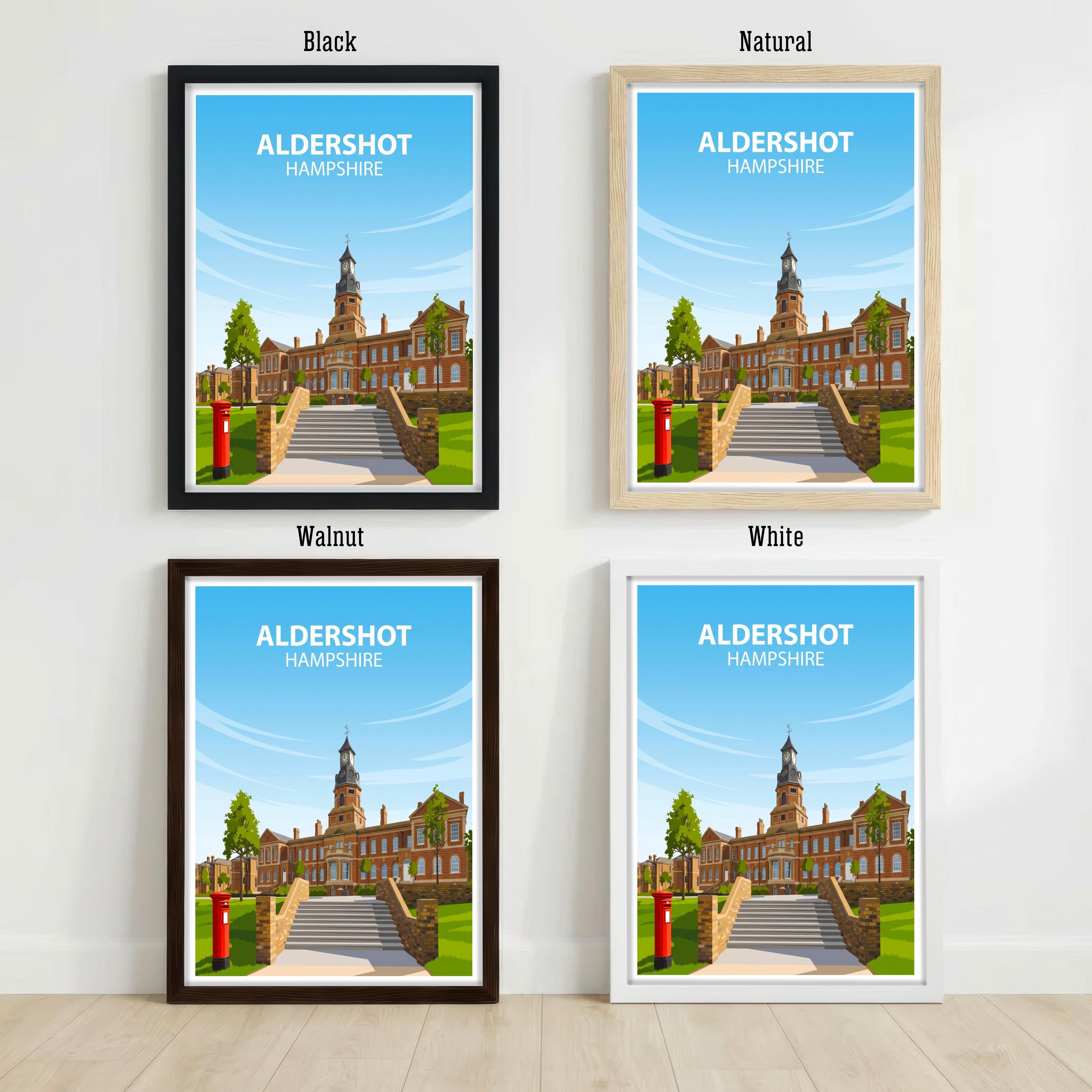 Aldershot Hampshire Travel Print Historic Town Wall Decor British Military Heritage Travel Poster UK Gift Home Décor