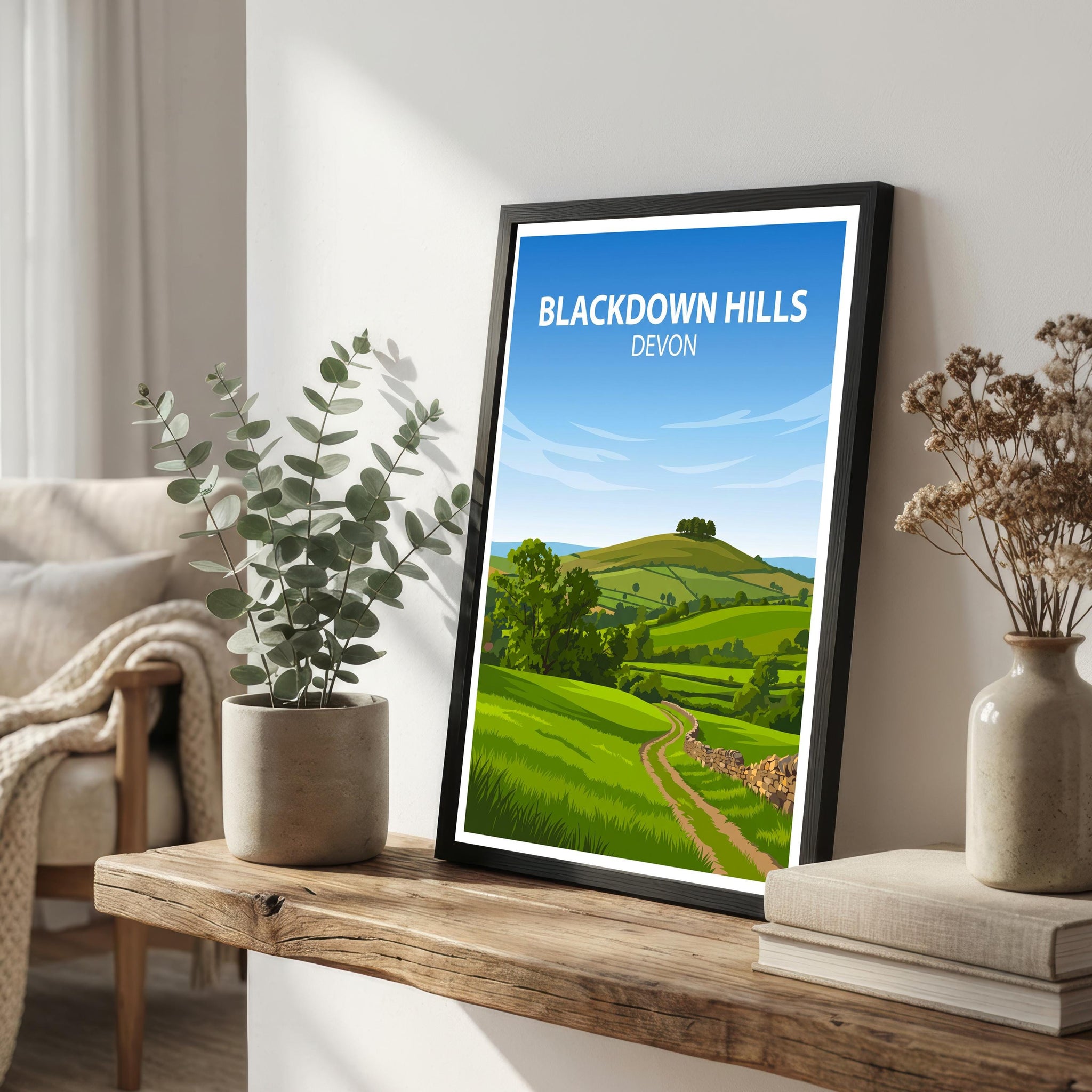 Blackdown Hills Devon Travel Print Countryside Landscape Wall Decor English Hills Travel Poster UK Gift Home Décor