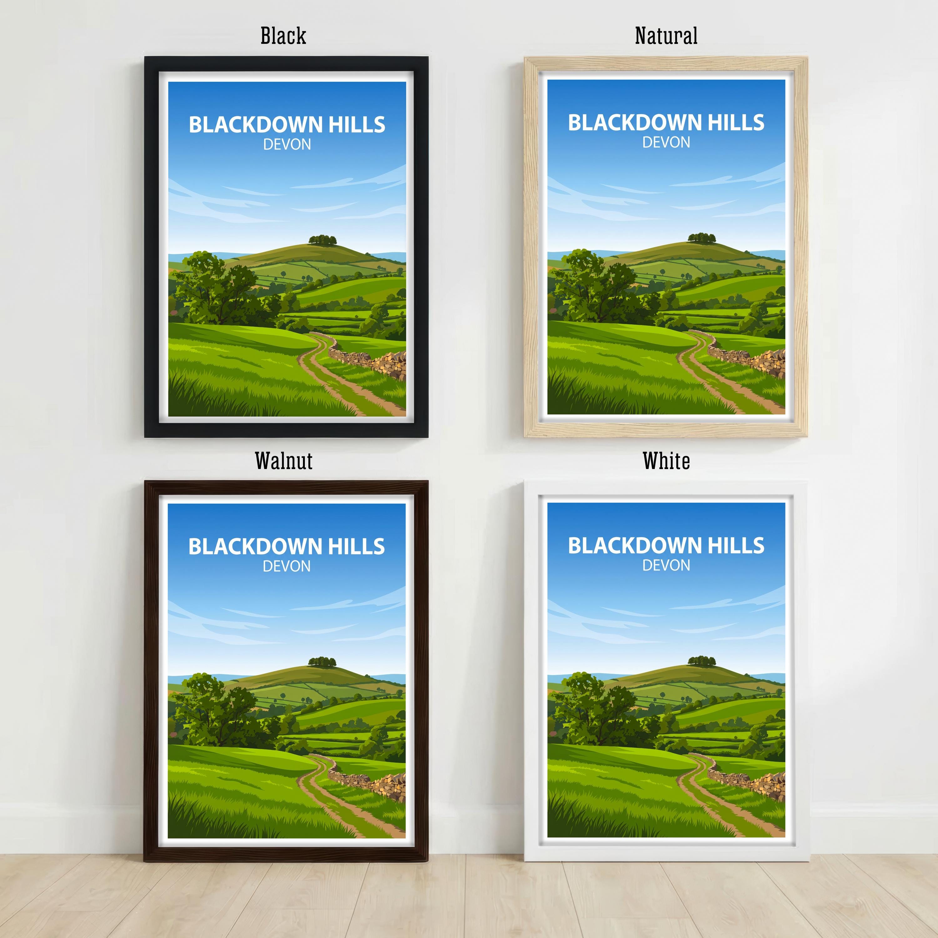Blackdown Hills Devon Travel Print Countryside Landscape Wall Decor English Hills Travel Poster UK Gift Home Décor