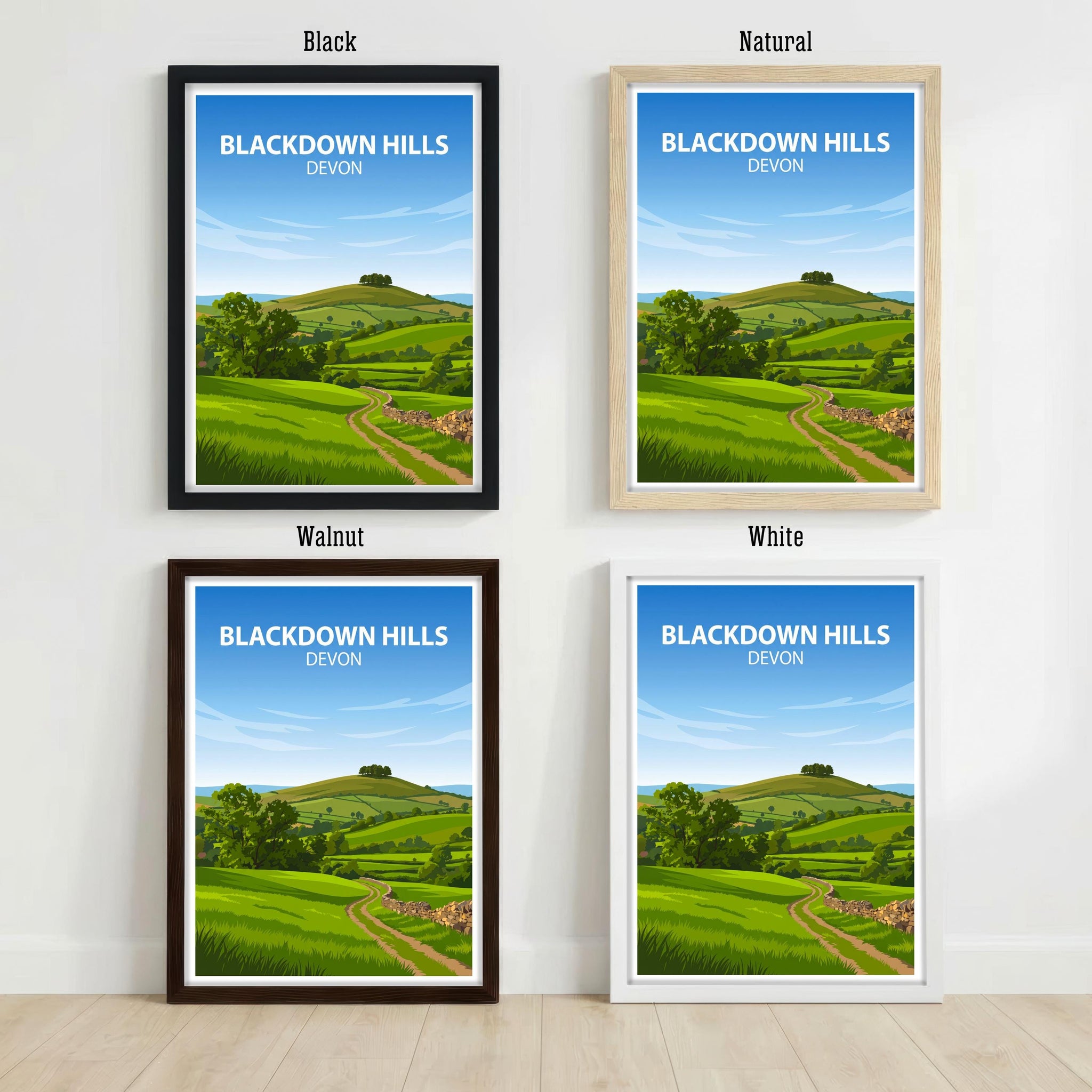 Blackdown Hills Devon Travel Print Countryside Landscape Wall Decor English Hills Travel Poster UK Gift Home Décor
