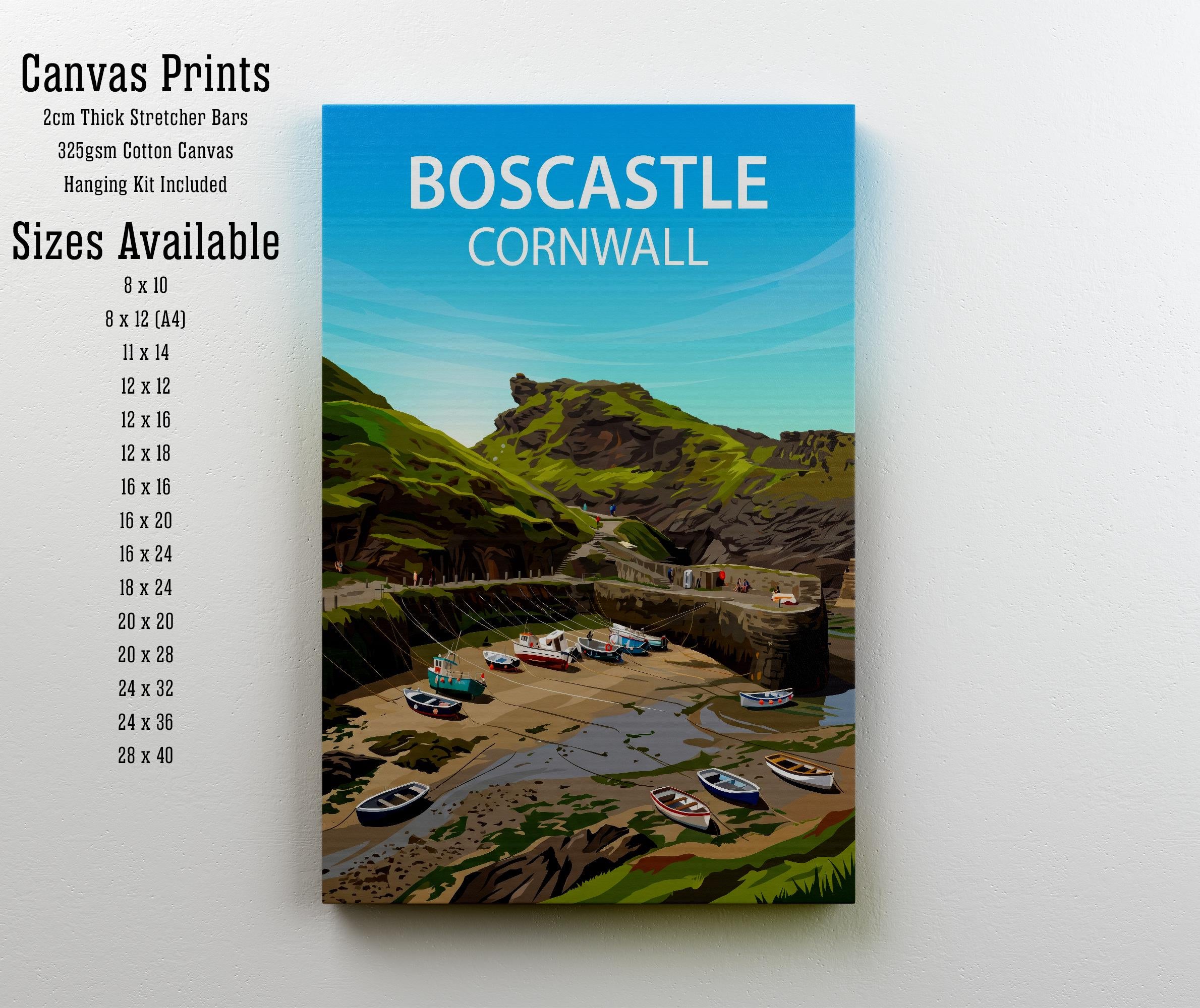 Boscastle Cornwall Travel Print Coastal Village Wall Decor Cornish Seaside Travel Poster UK Gift Home Décor