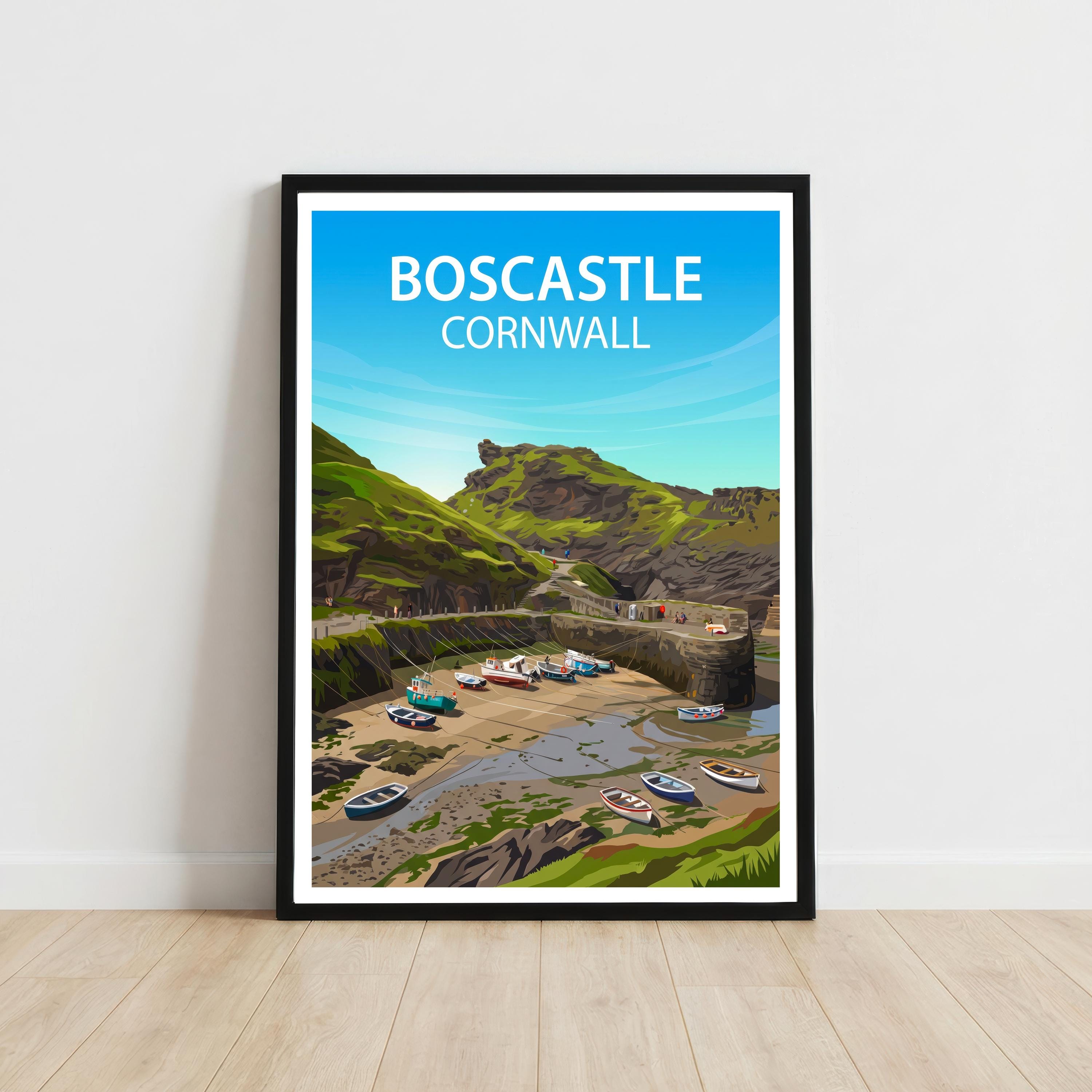 Boscastle Cornwall Travel Print Coastal Village Wall Decor Cornish Seaside Travel Poster UK Gift Home Décor