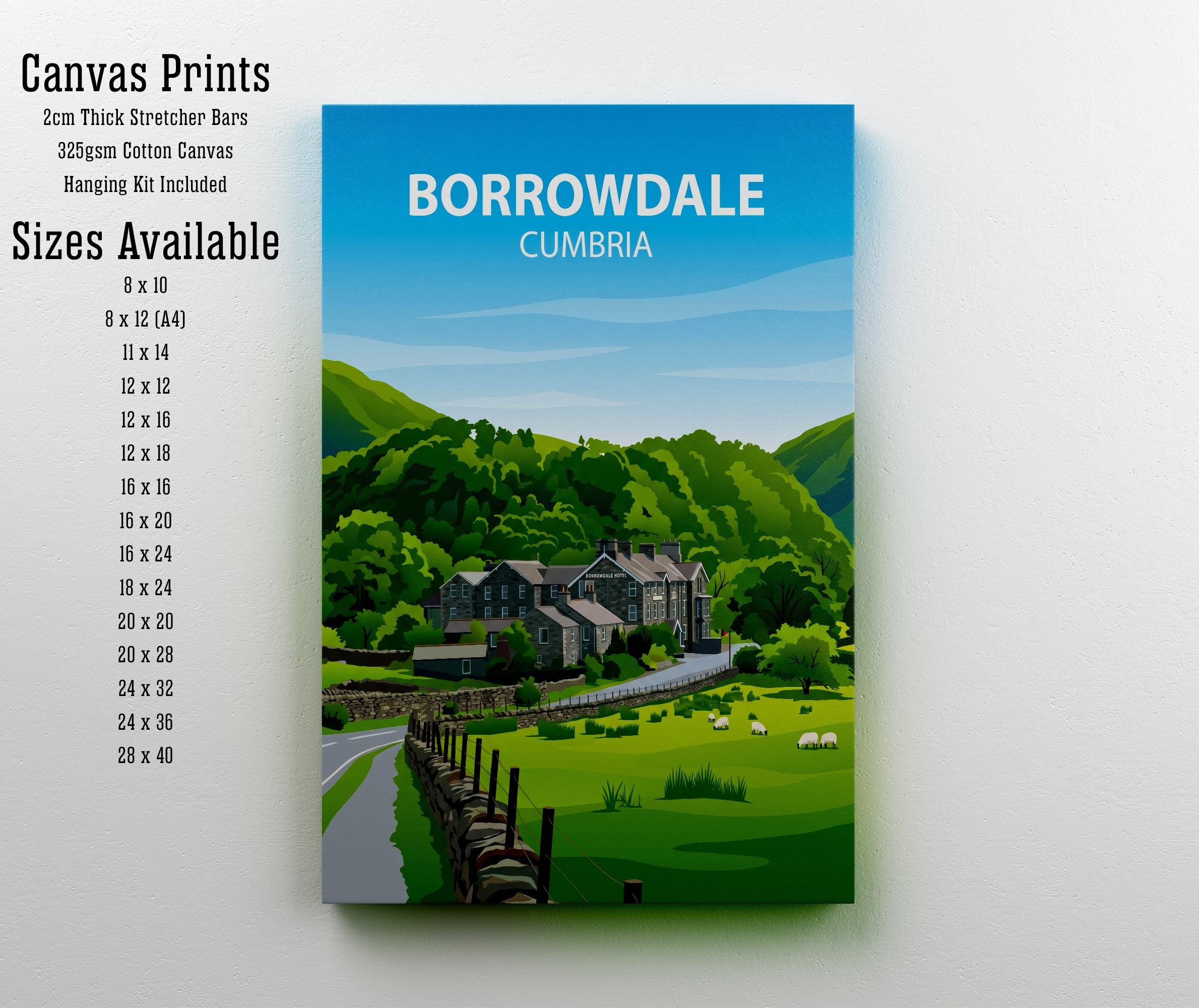 Borrowdale Cumbria Travel Print Lake District Landscape Wall Decor English Countryside Travel Poster UK Gift Home Décor