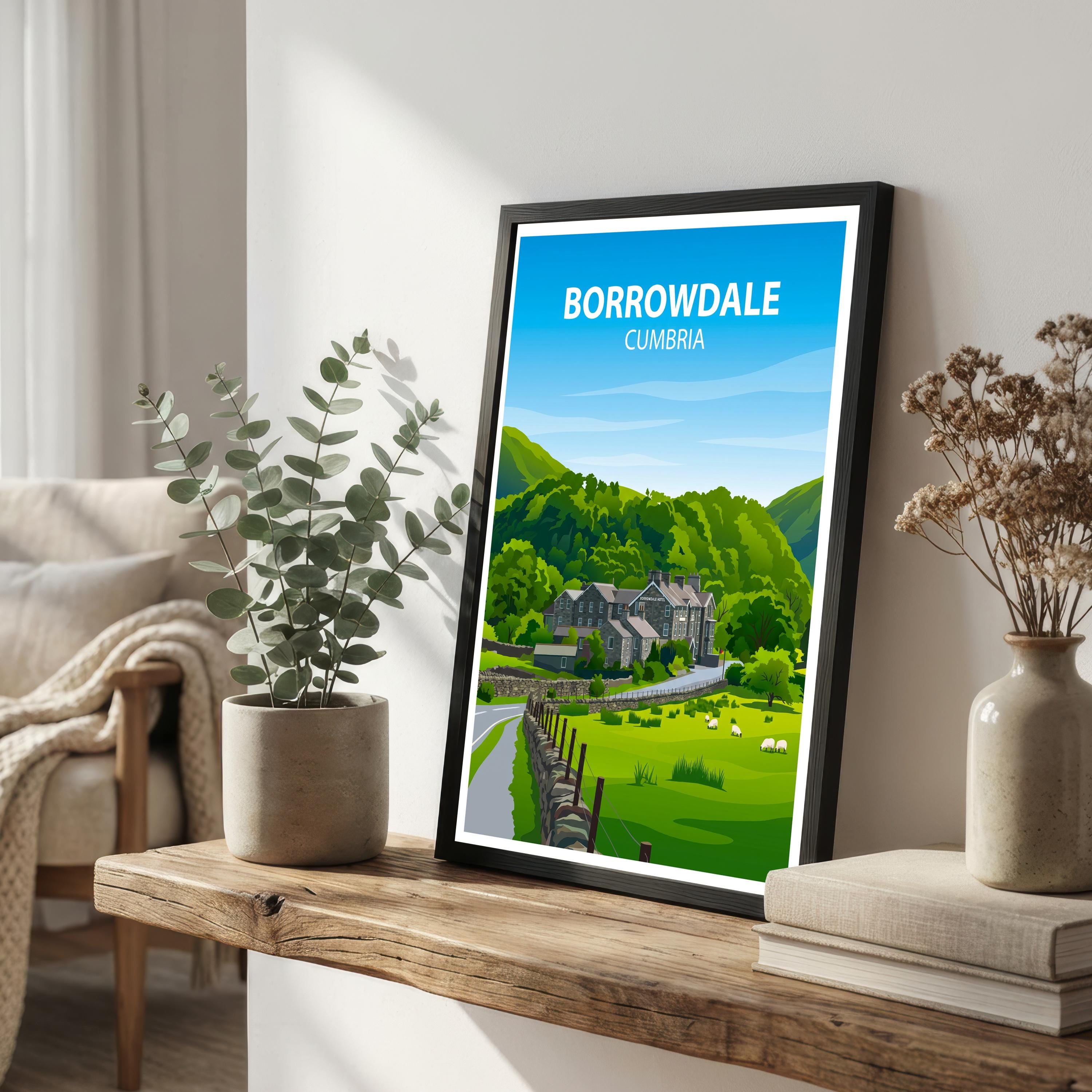 Borrowdale Cumbria Travel Print Lake District Landscape Wall Decor English Countryside Travel Poster UK Gift Home Décor