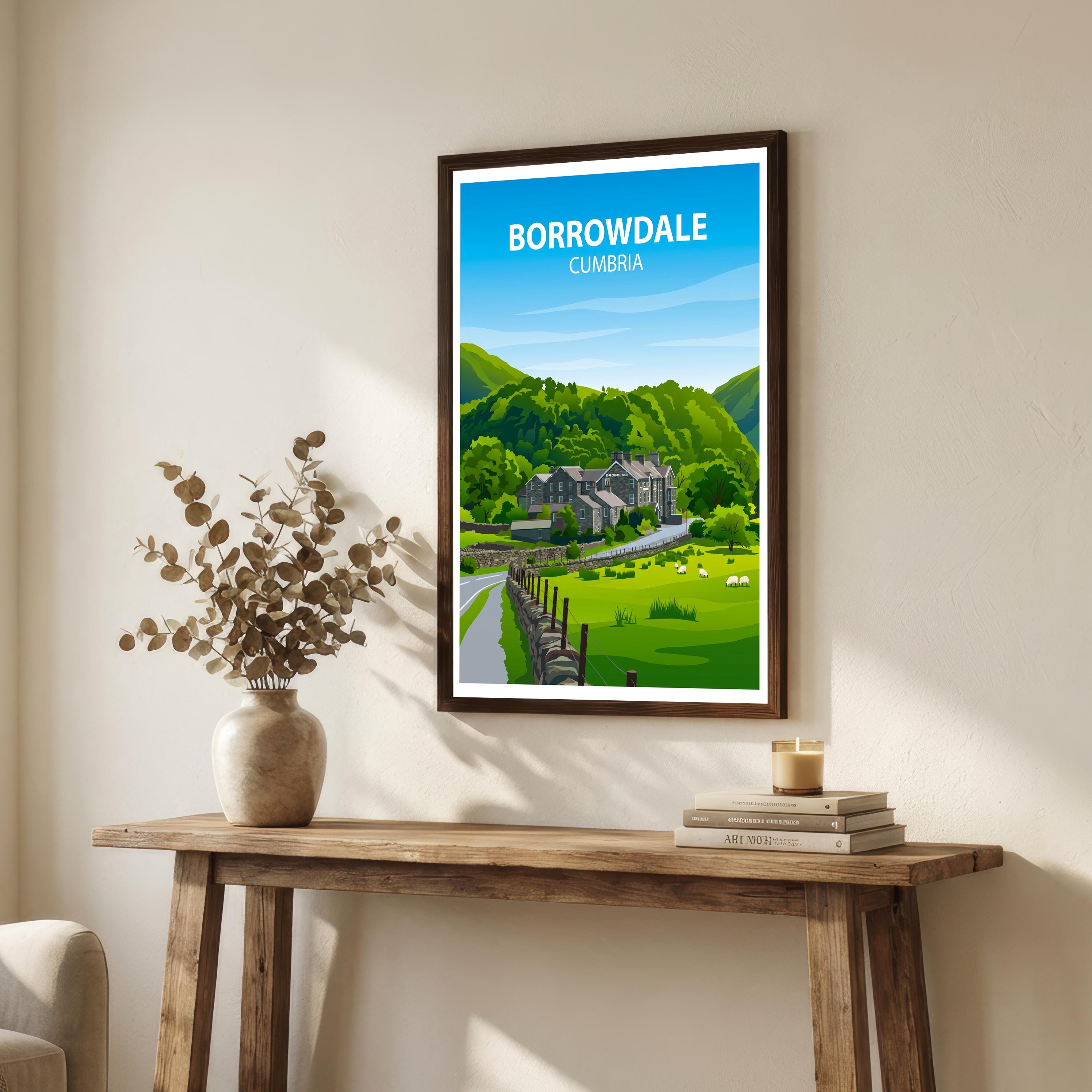 Borrowdale Cumbria Travel Print Lake District Landscape Wall Decor English Countryside Travel Poster UK Gift Home Décor