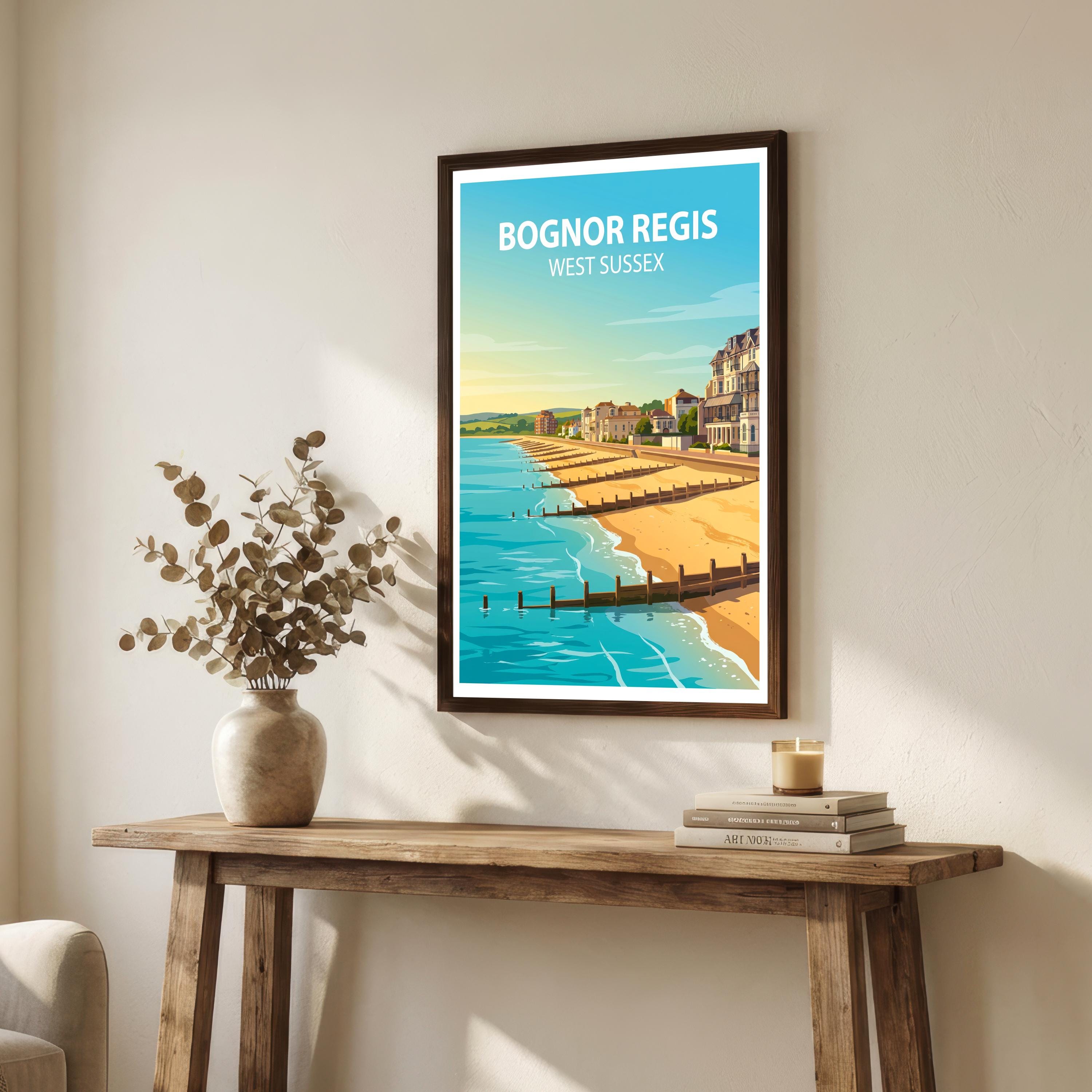 Bognor Regis England Travel Print West Sussex Seaside Wall Decor Coastal Town Travel Poster UK Gift Home Décor