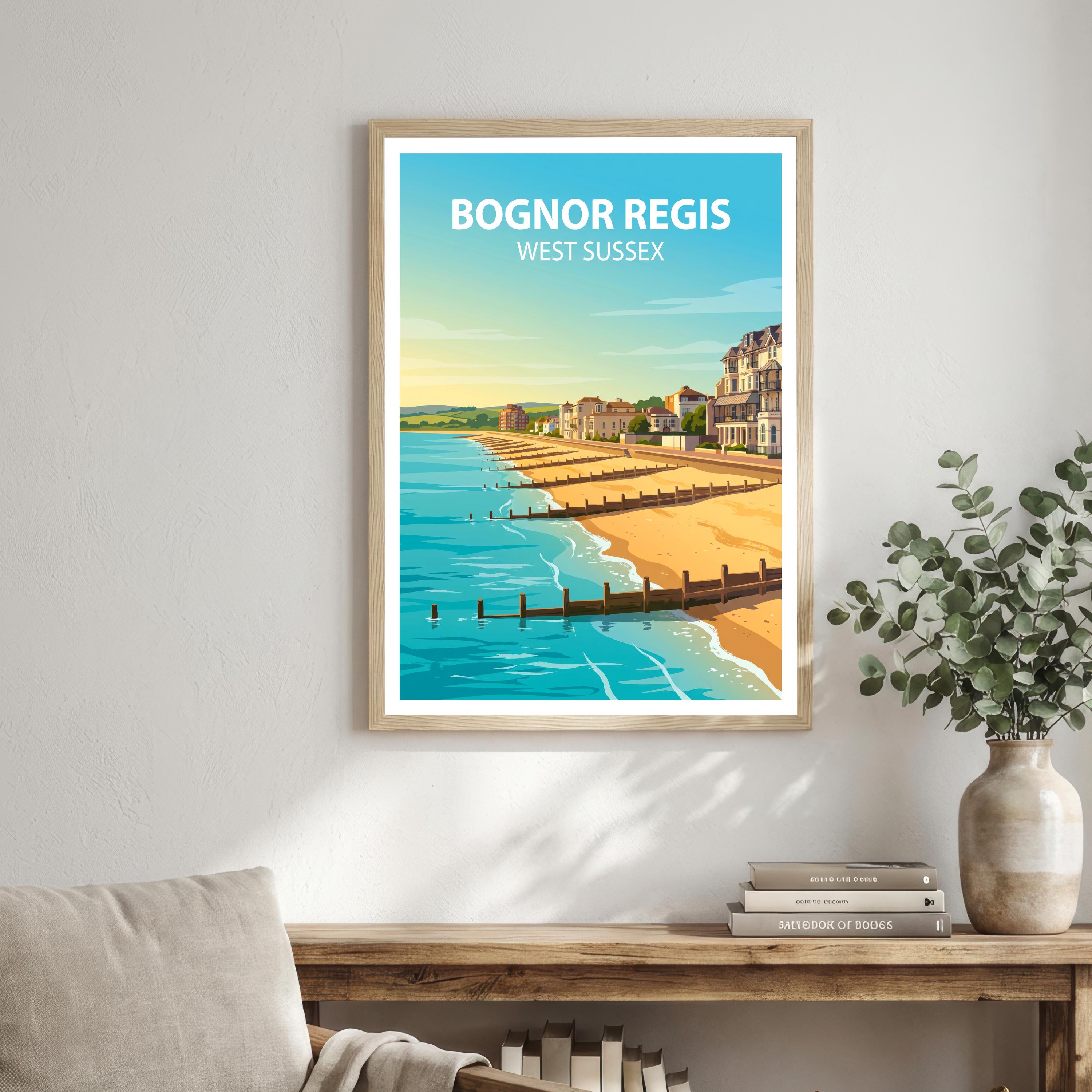 Bognor Regis England Travel Print West Sussex Seaside Wall Decor Coastal Town Travel Poster UK Gift Home Décor