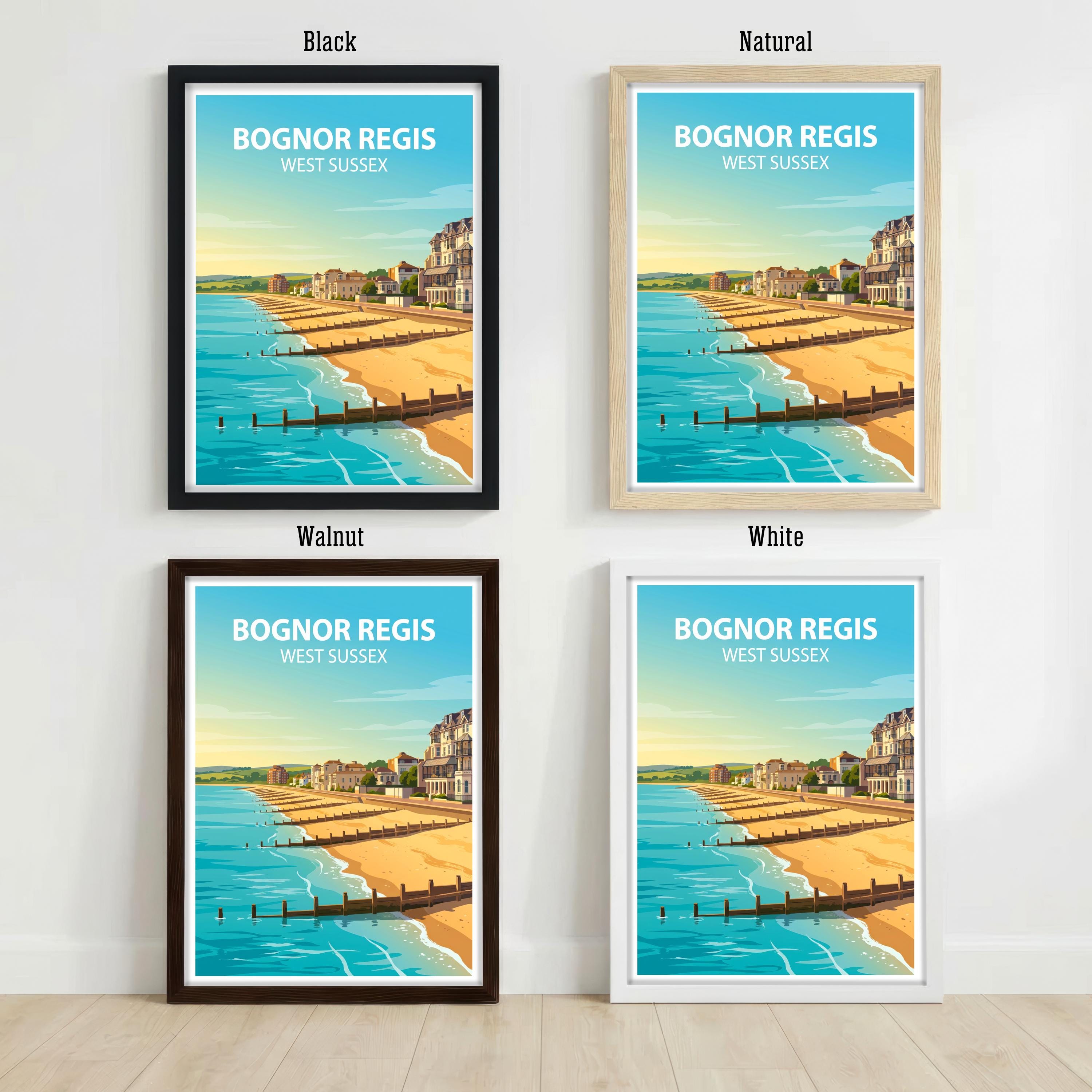 Bognor Regis England Travel Print West Sussex Seaside Wall Decor Coastal Town Travel Poster UK Gift Home Décor
