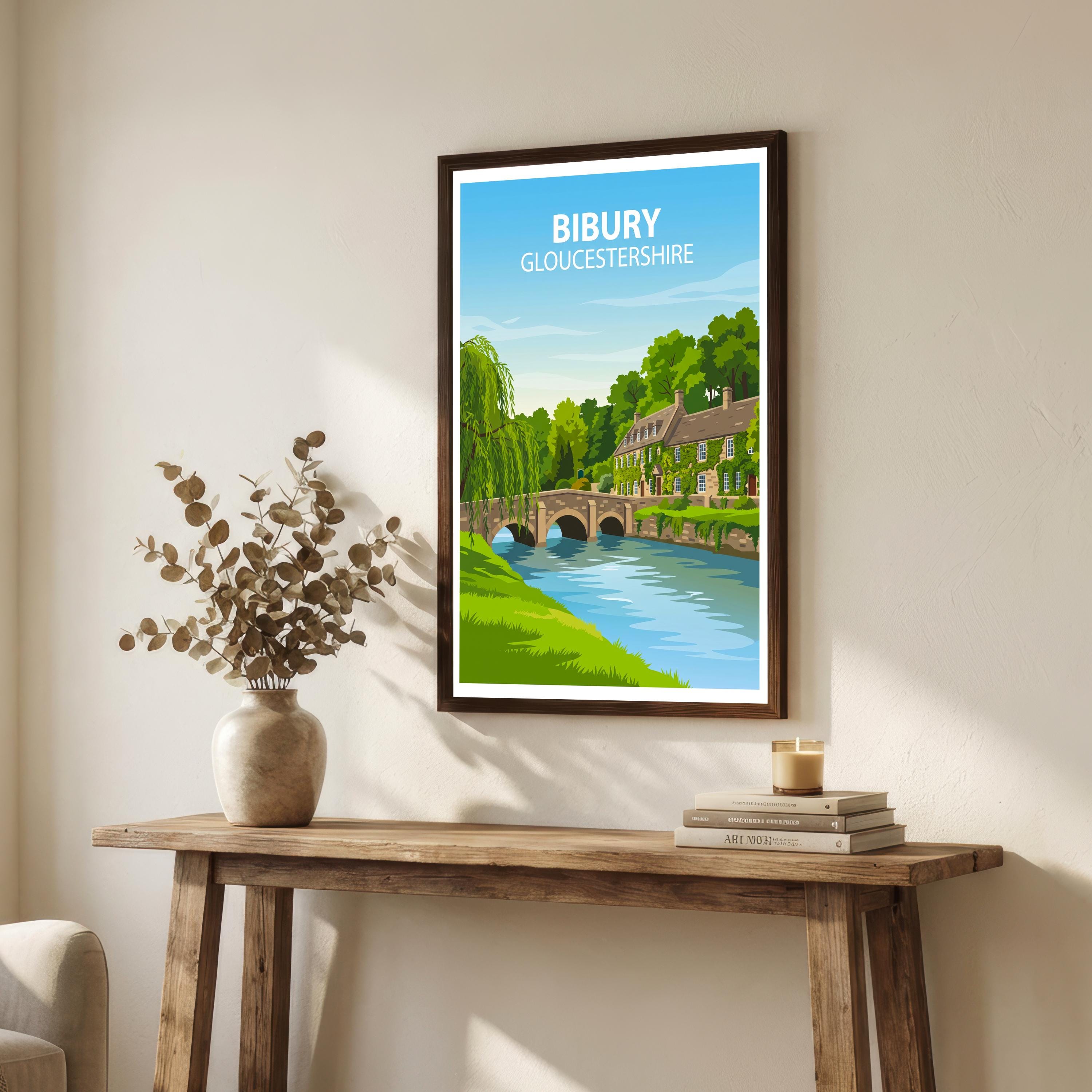 Bibury Gloucestershire Travel Print Cotswolds Village Wall Decor English Countryside Travel Poster UK Gift Home Décor