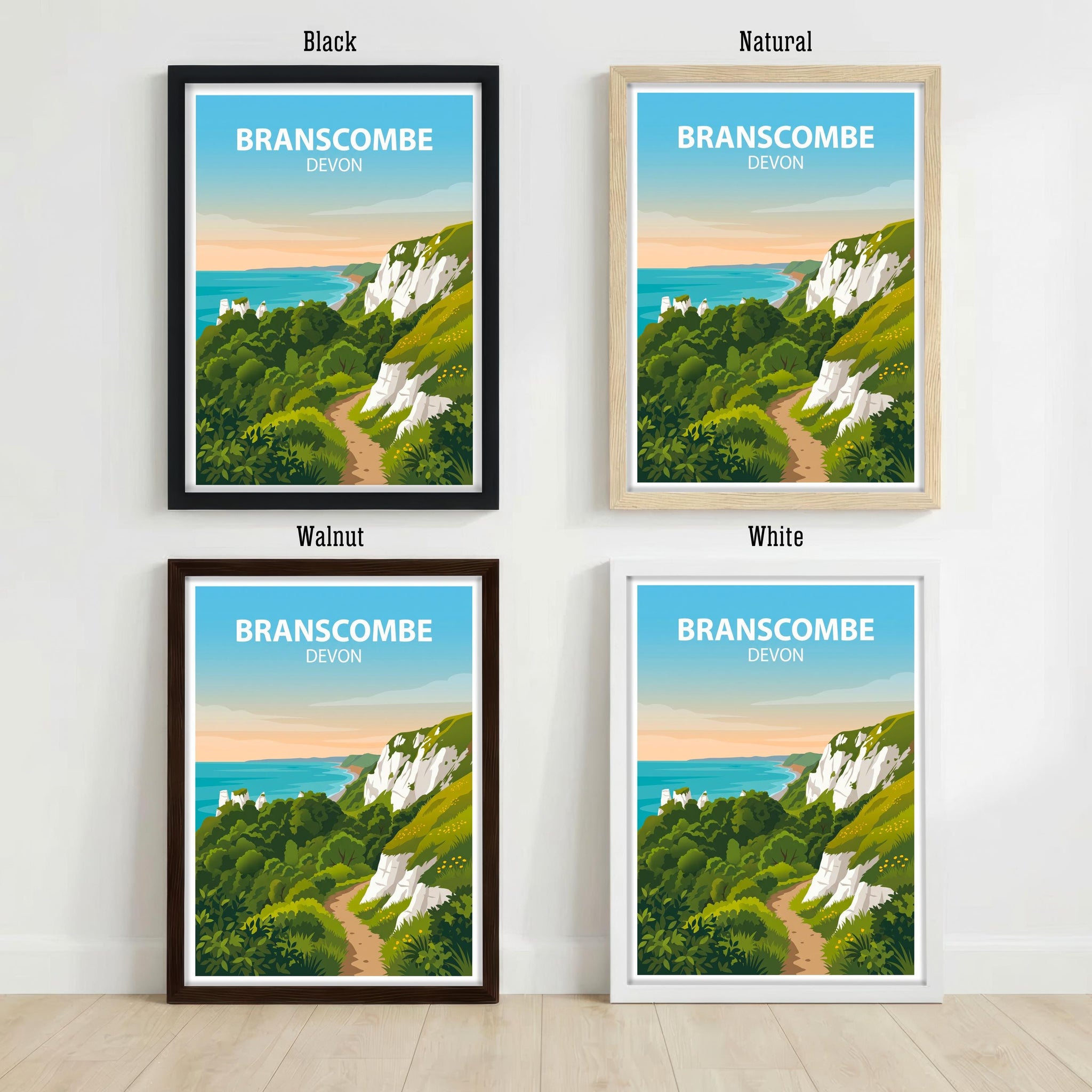 Branscombe Devon Travel Print Coastal Village Wall Decor Jurassic Coast Travel Poster UK Gift Home Décor