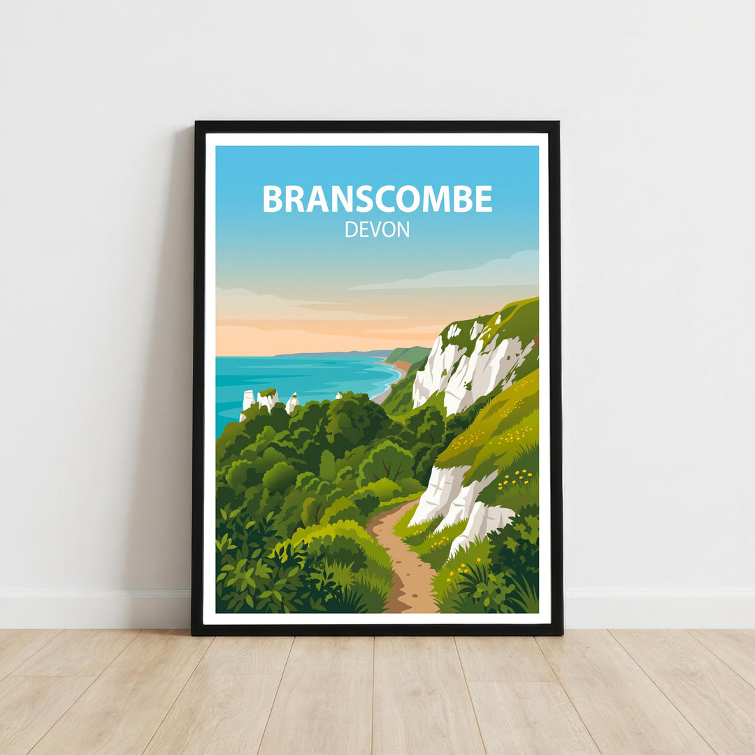 Branscombe Devon Travel Print Coastal Village Wall Decor Jurassic Coast Travel Poster UK Gift Home Décor