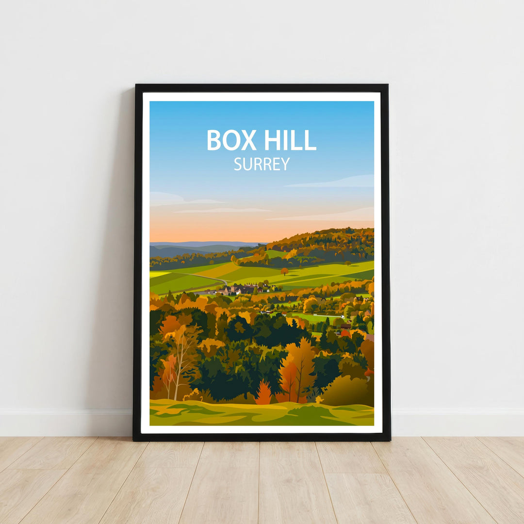 Box Hill Surrey Travel Print English Countryside Wall Decor North Downs Landscape Travel Poster UK Gift Home Décor