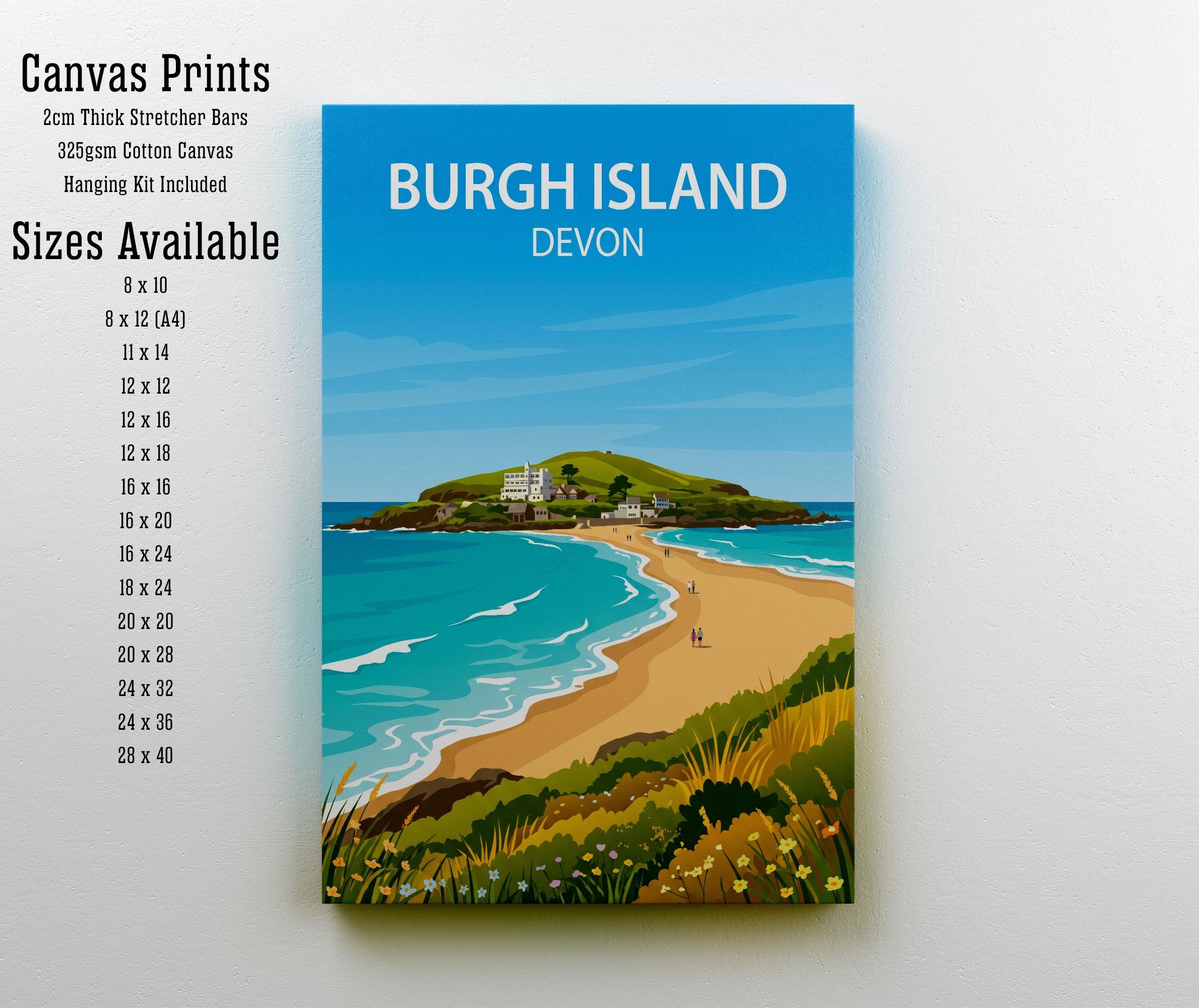 Burgh Island Devon Travel Print Coastal Landmark Wall Decor South Devon Seaside Travel Poster UK Gift Home Décor