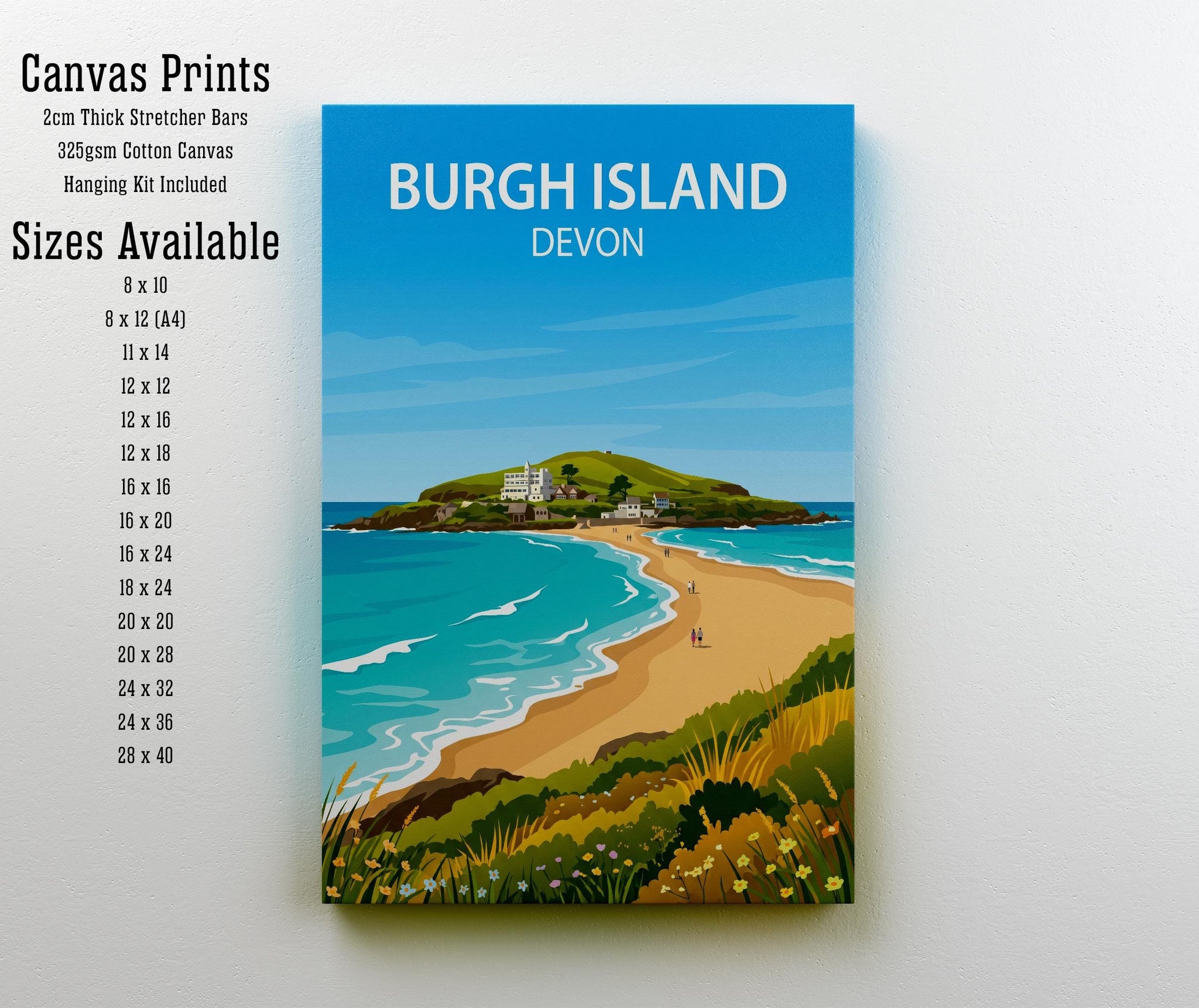 Burgh Island Devon Travel Print Coastal Landmark Wall Decor South Devon Seaside Travel Poster UK Gift Home Décor