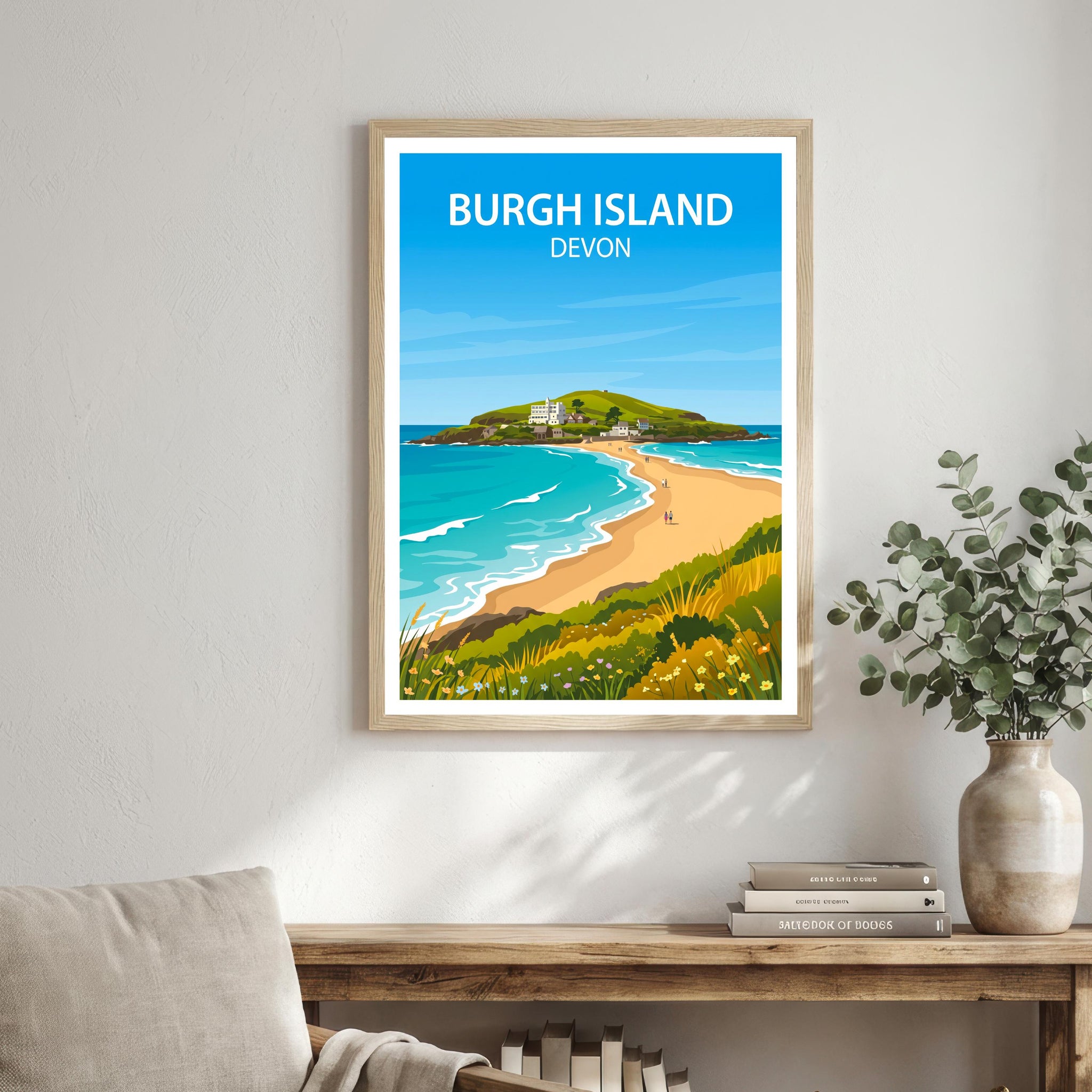 Burgh Island Devon Travel Print Coastal Landmark Wall Decor South Devon Seaside Travel Poster UK Gift Home Décor