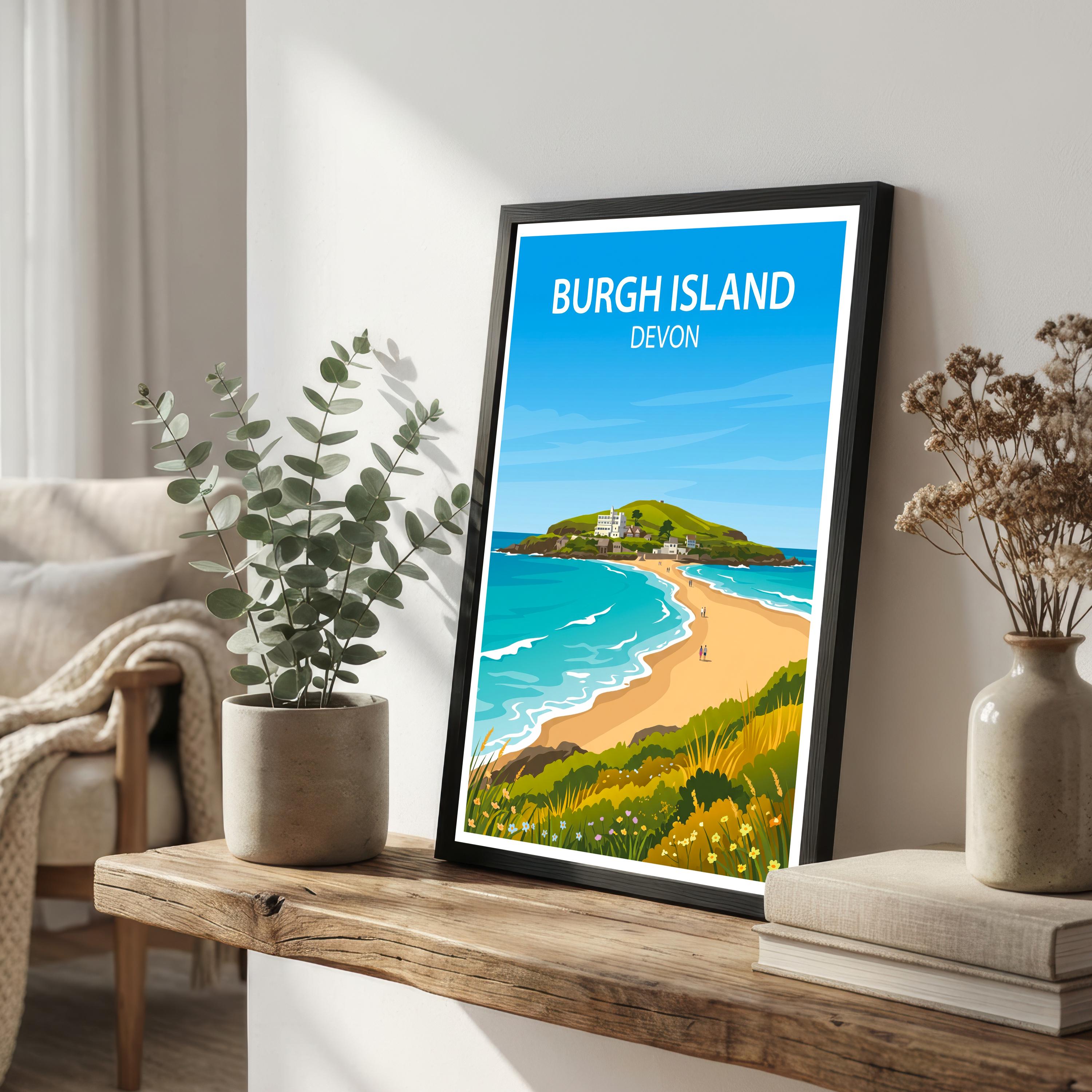 Burgh Island Devon Travel Print Coastal Landmark Wall Decor South Devon Seaside Travel Poster UK Gift Home Décor