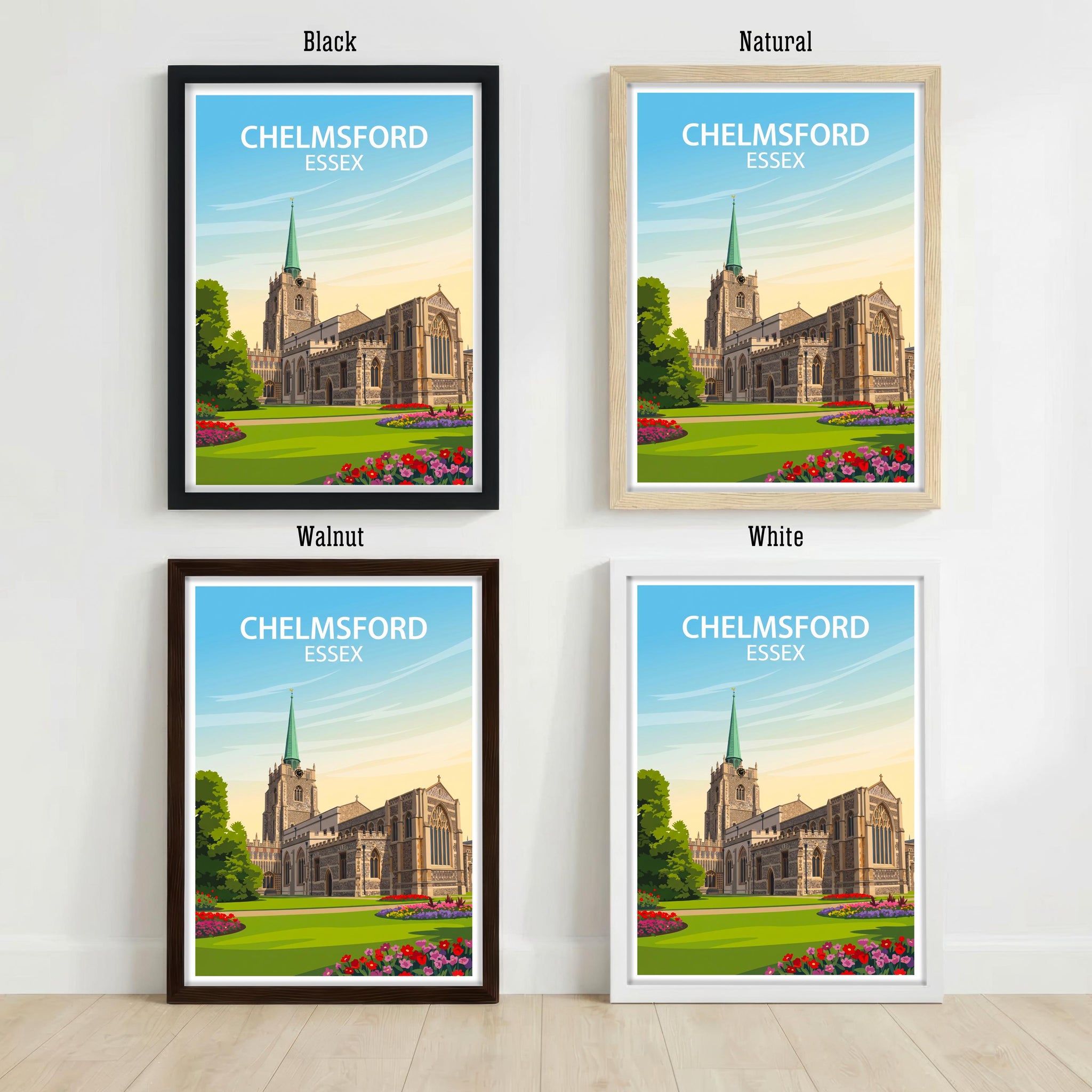 Chelmsford Essex Travel Print English City Wall Decor Historic Streets Travel Poster UK Gift Home Décor
