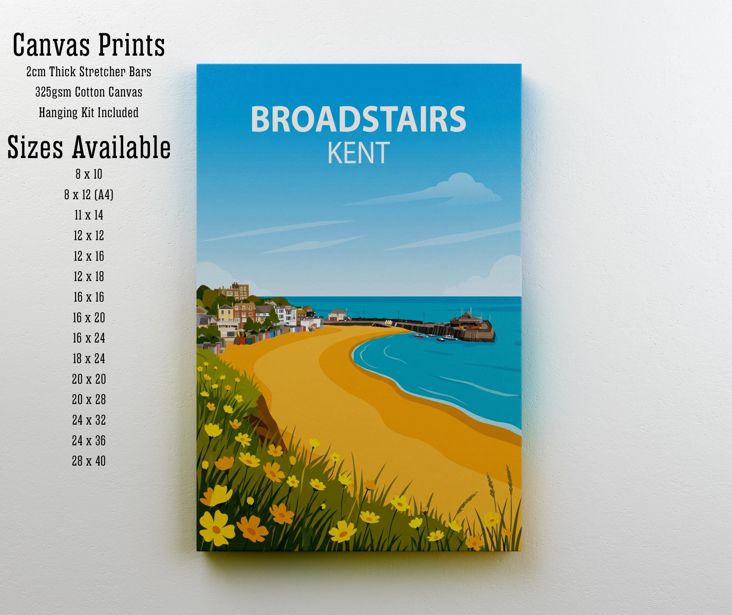 Broadstairs Kent Travel Print Seaside Town Wall Decor English Coast Travel Poster UK Gift Home Décor