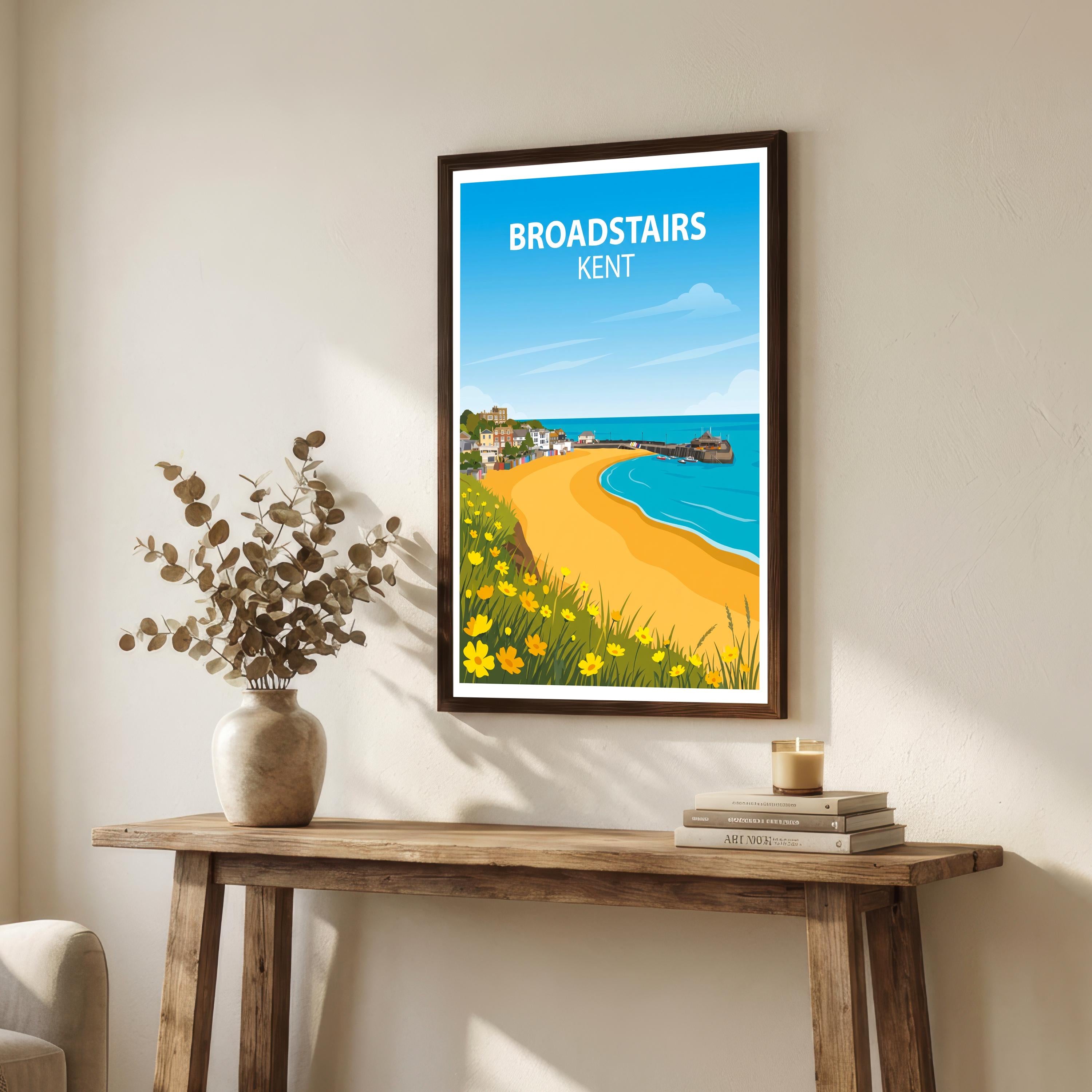 Broadstairs Kent Travel Print Seaside Town Wall Decor English Coast Travel Poster UK Gift Home Décor