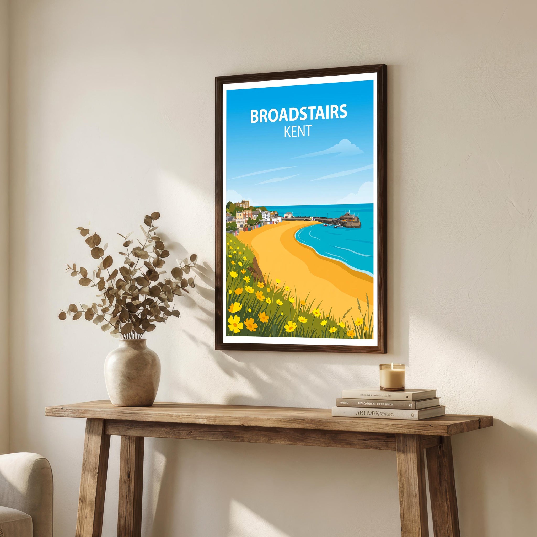 Broadstairs Kent Travel Print Seaside Town Wall Decor English Coast Travel Poster UK Gift Home Décor