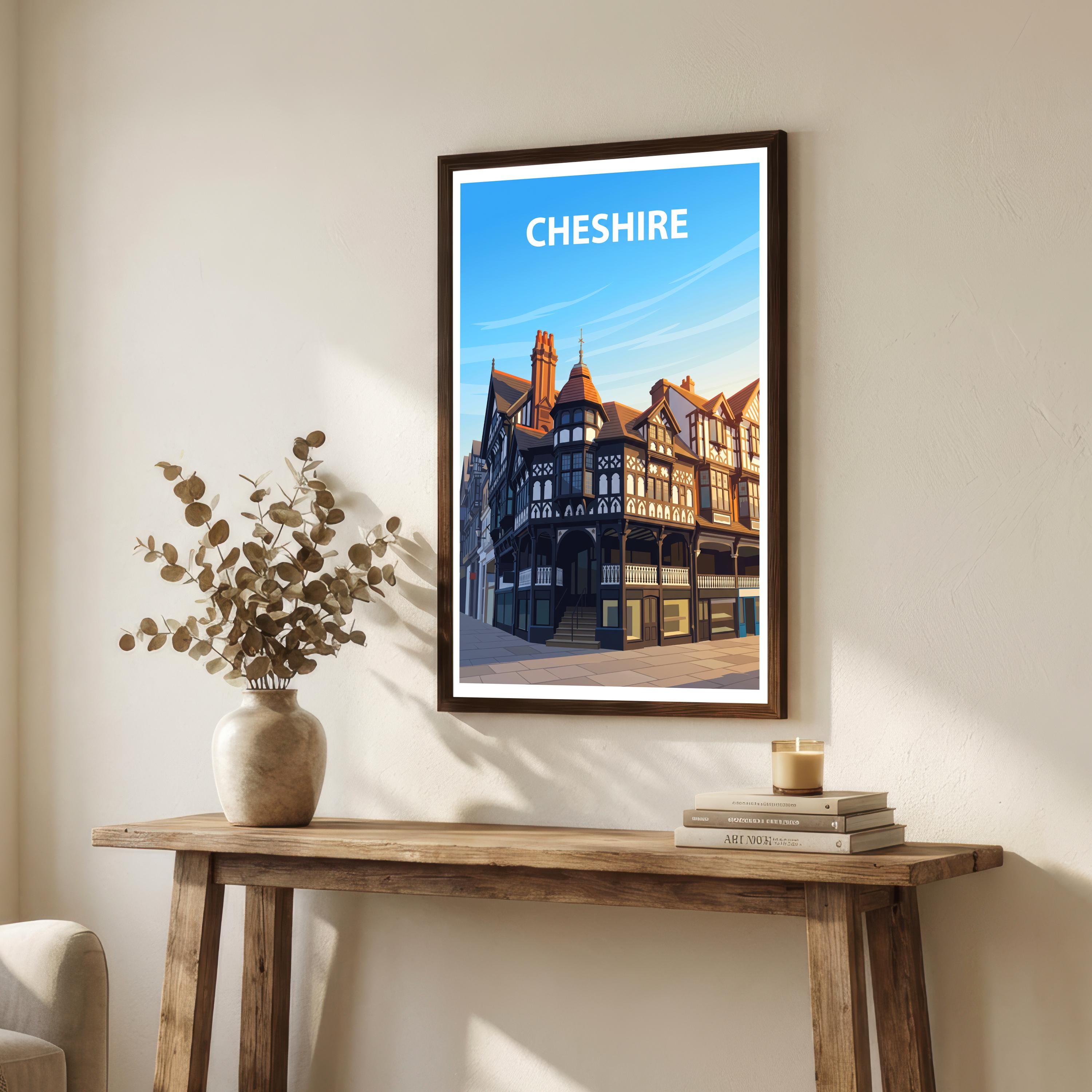 Cheshire England Travel Print English Countryside Wall Decor Historic County Travel Poster UK Gift Home Décor