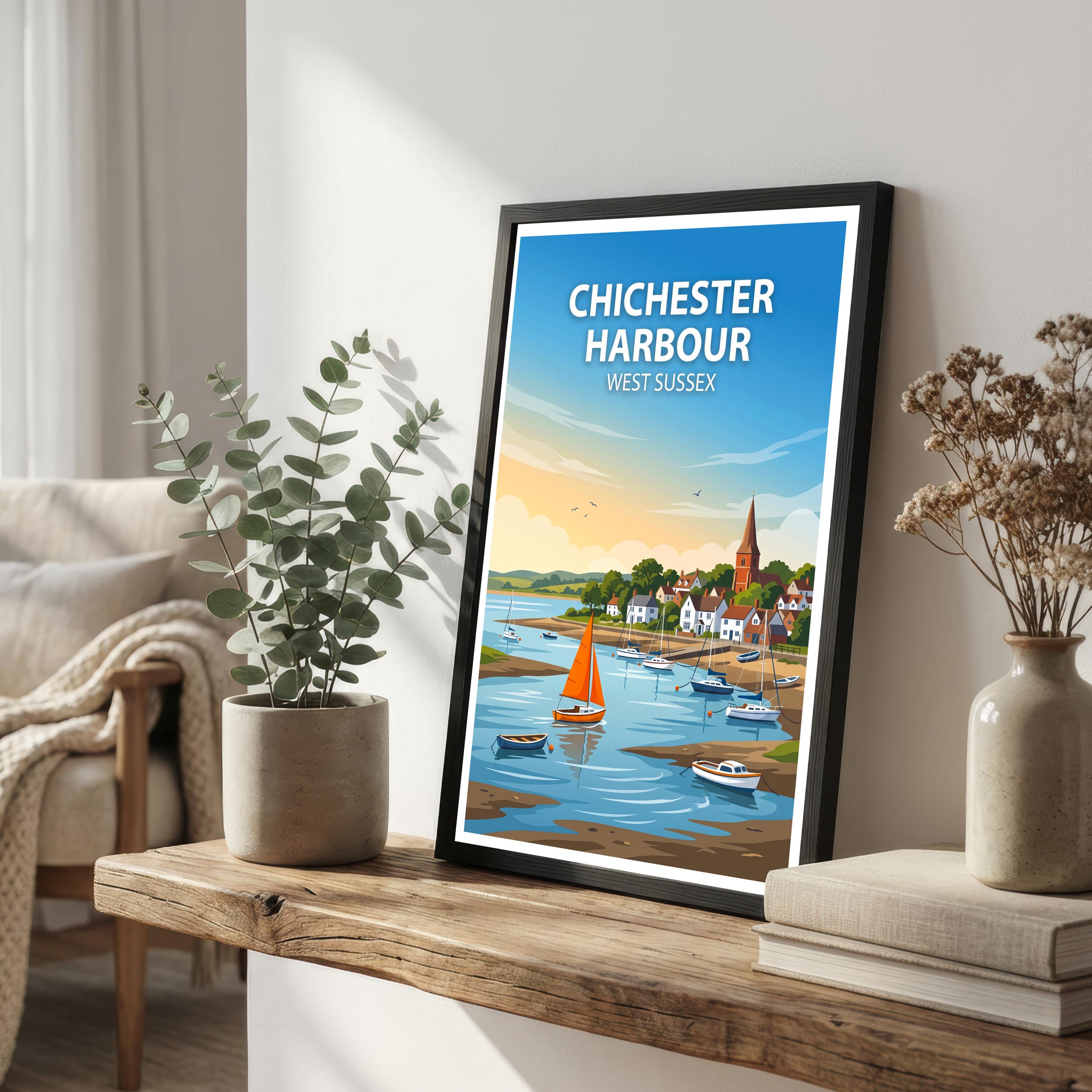 Chichester West Sussex Travel Print Cathedral City Wall Decor English Landmark Travel Poster UK Gift Home Décor