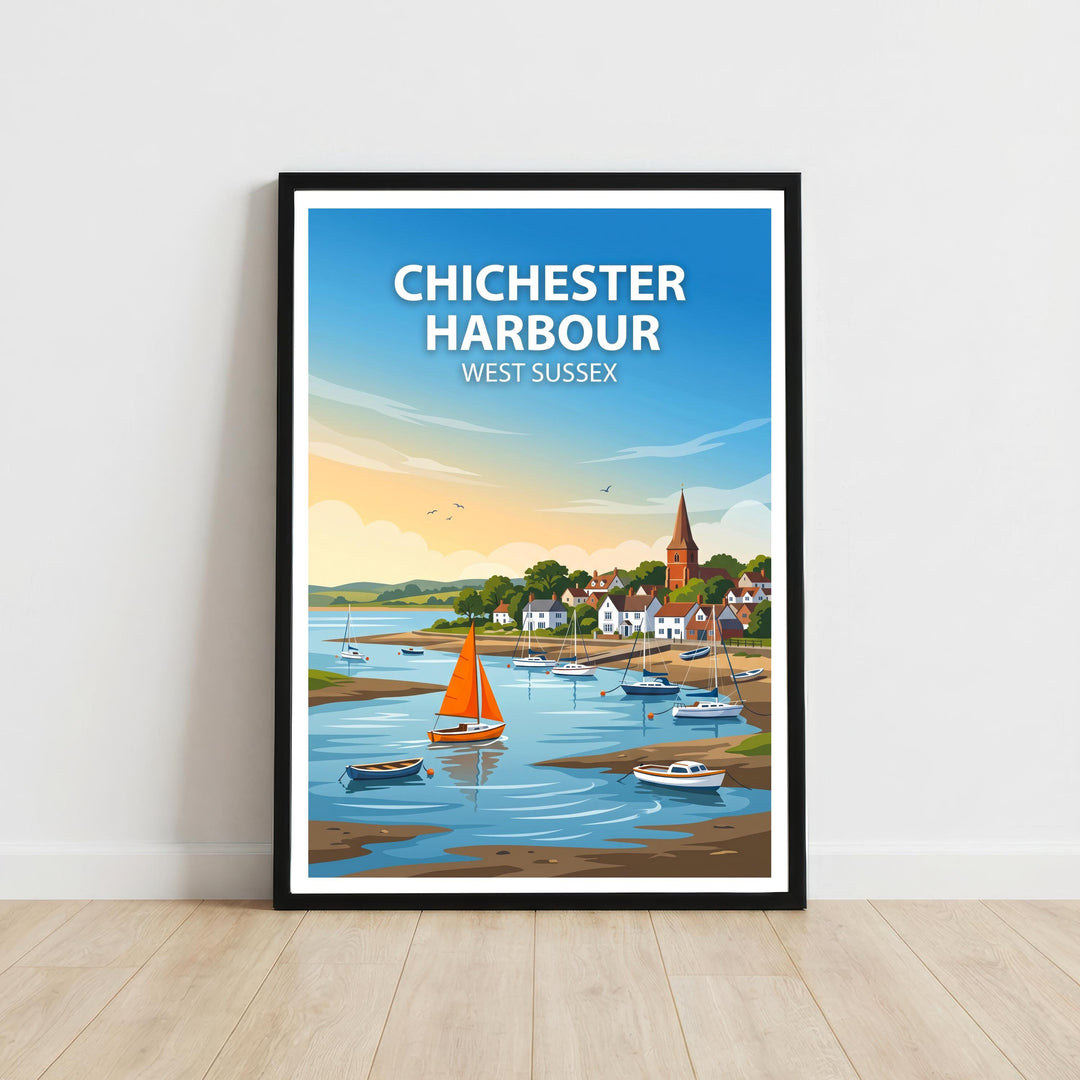 Chichester West Sussex Travel Print Cathedral City Wall Decor English Landmark Travel Poster UK Gift Home Décor