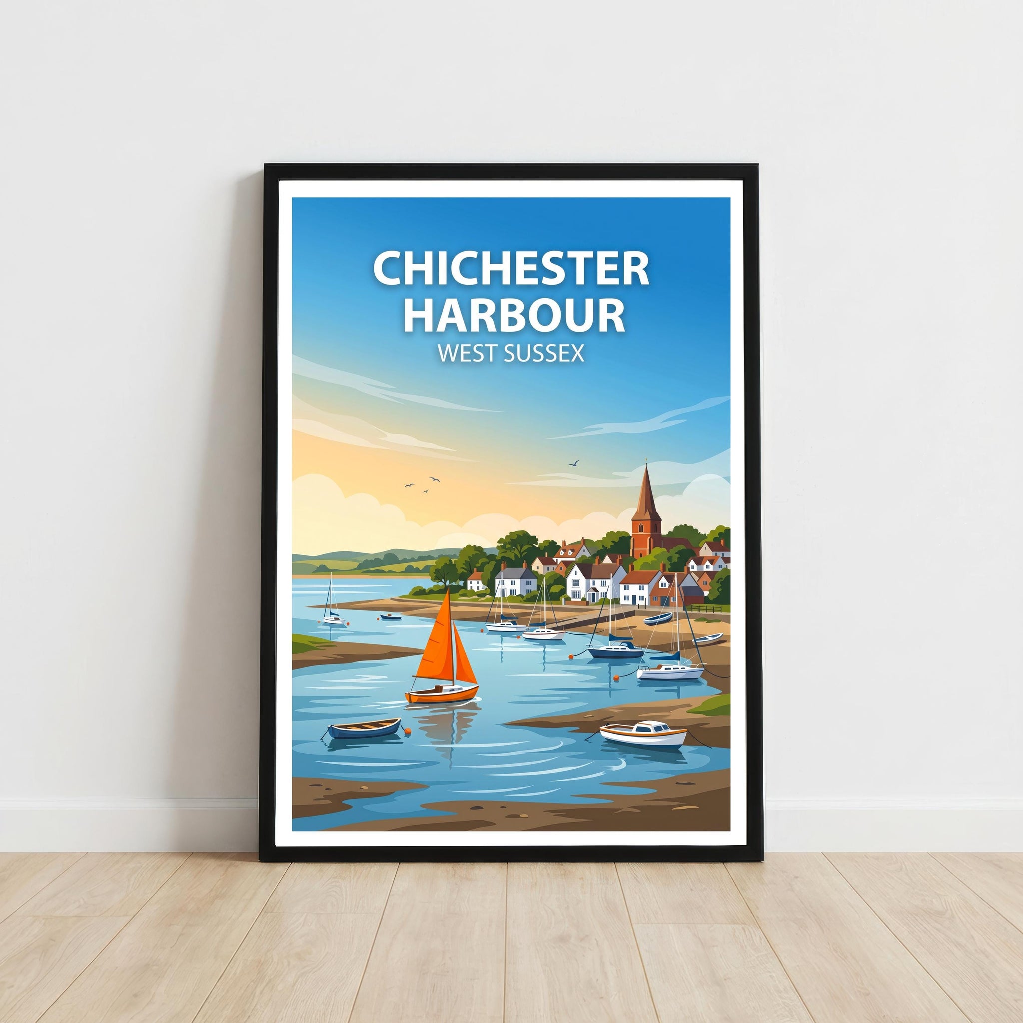 Chichester West Sussex Travel Print Cathedral City Wall Decor English Landmark Travel Poster UK Gift Home Décor