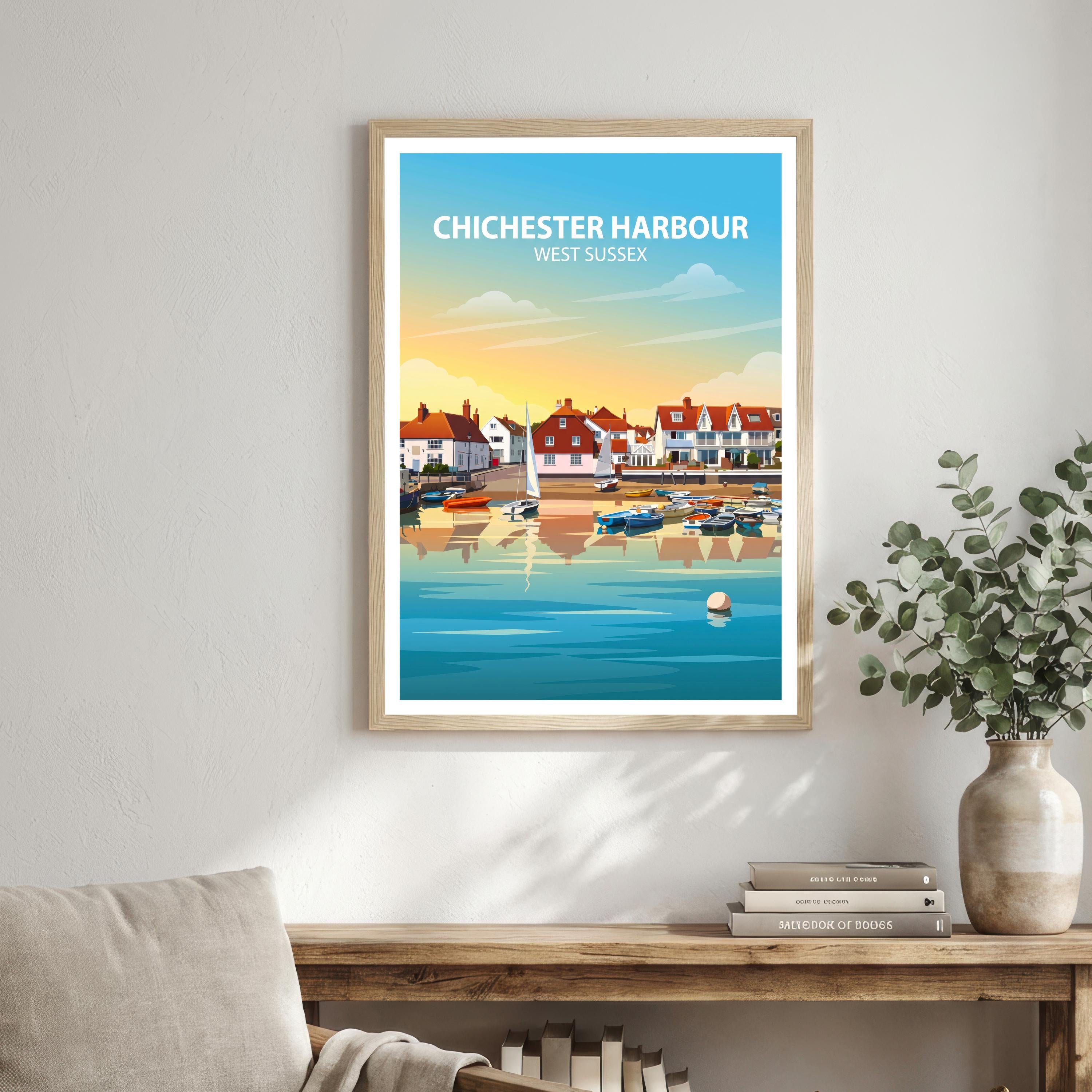 Chichester West Sussex Travel Print Cathedral City Wall Decor English Landmark Travel Poster UK Gift Home Décor