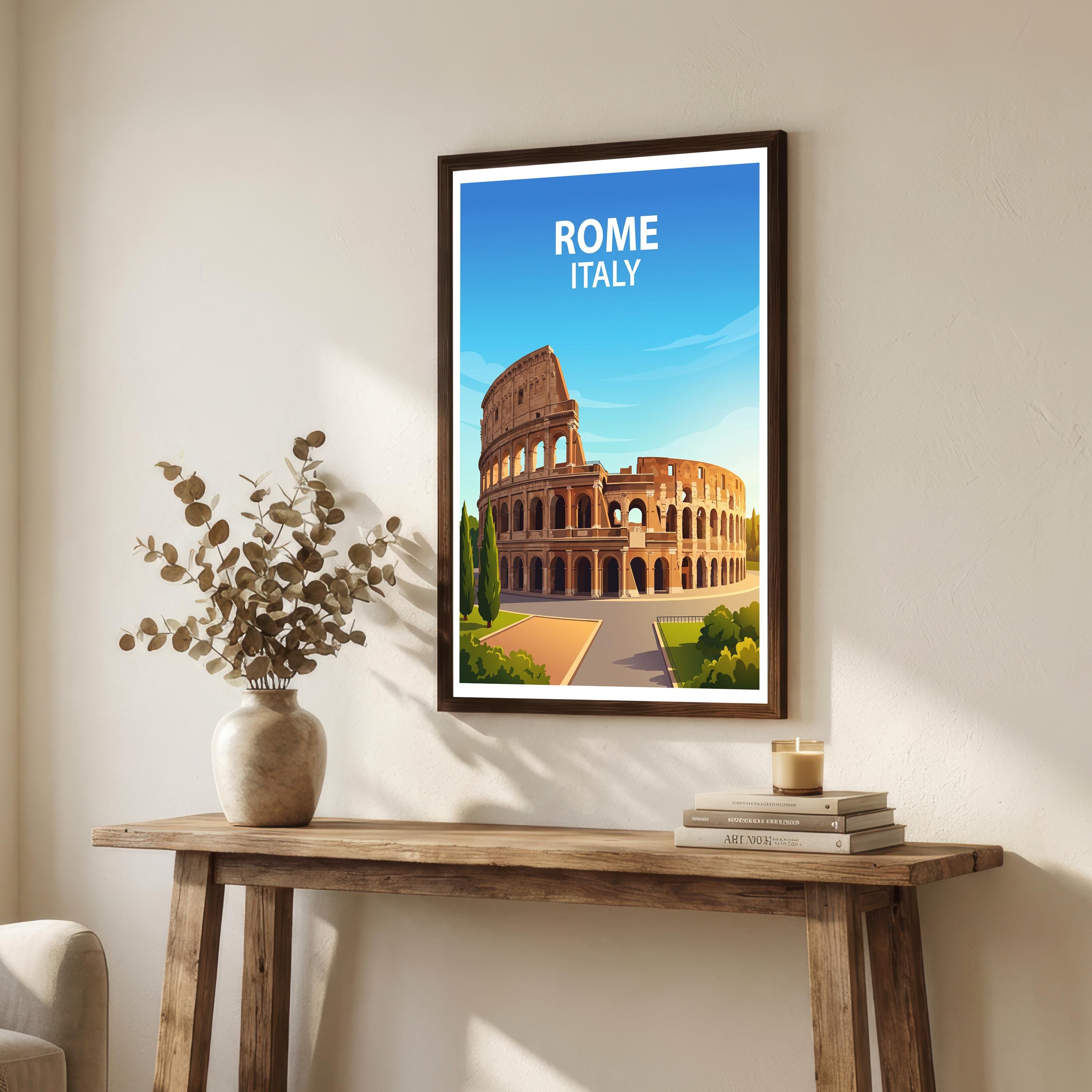 Rome Italy Travel Print Historic City Wall Decor Italian Landmark Travel Poster European Gift Home Décor
