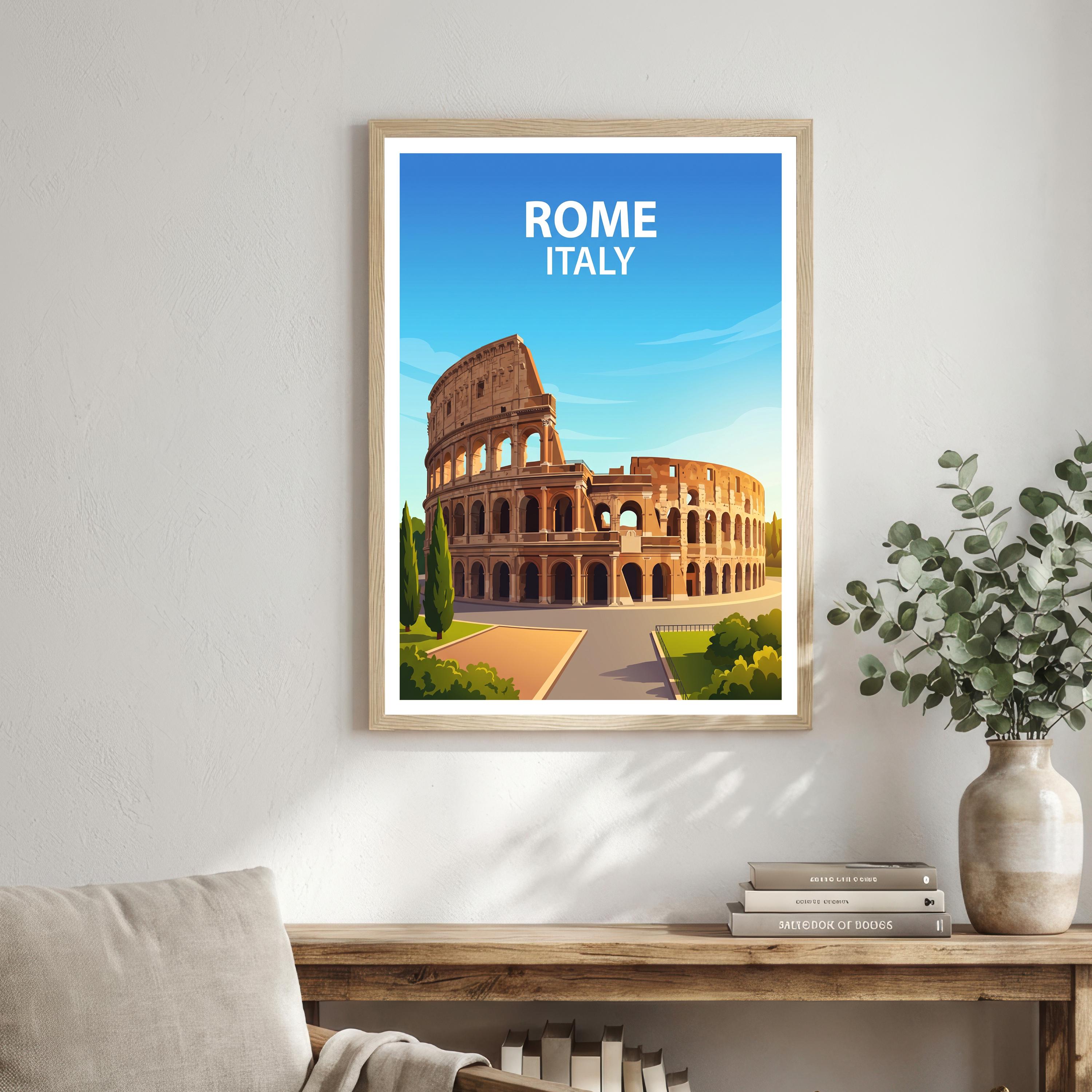 Rome Italy Travel Print Historic City Wall Decor Italian Landmark Travel Poster European Gift Home Décor