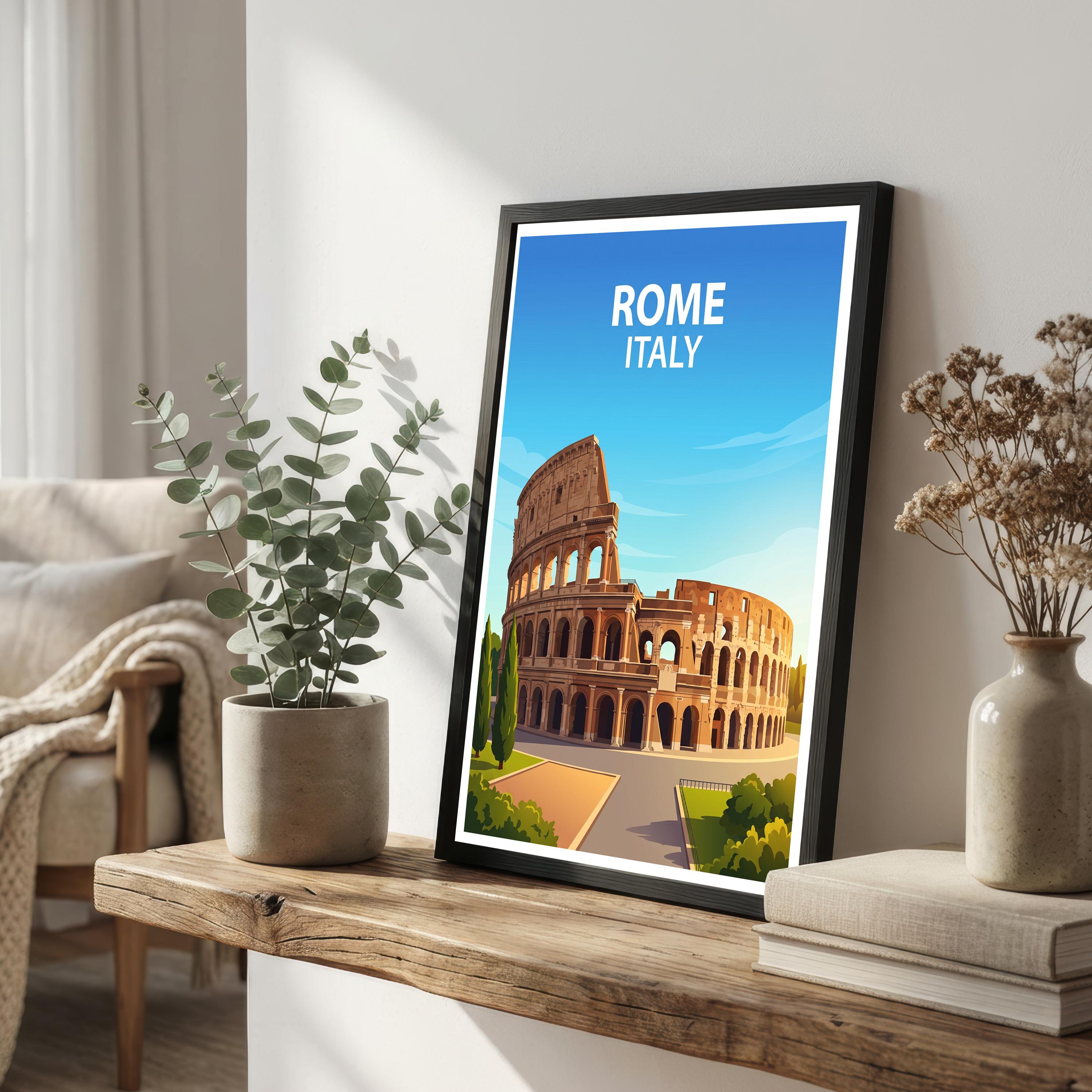 Rome Italy Travel Print Historic City Wall Decor Italian Landmark Travel Poster European Gift Home Décor