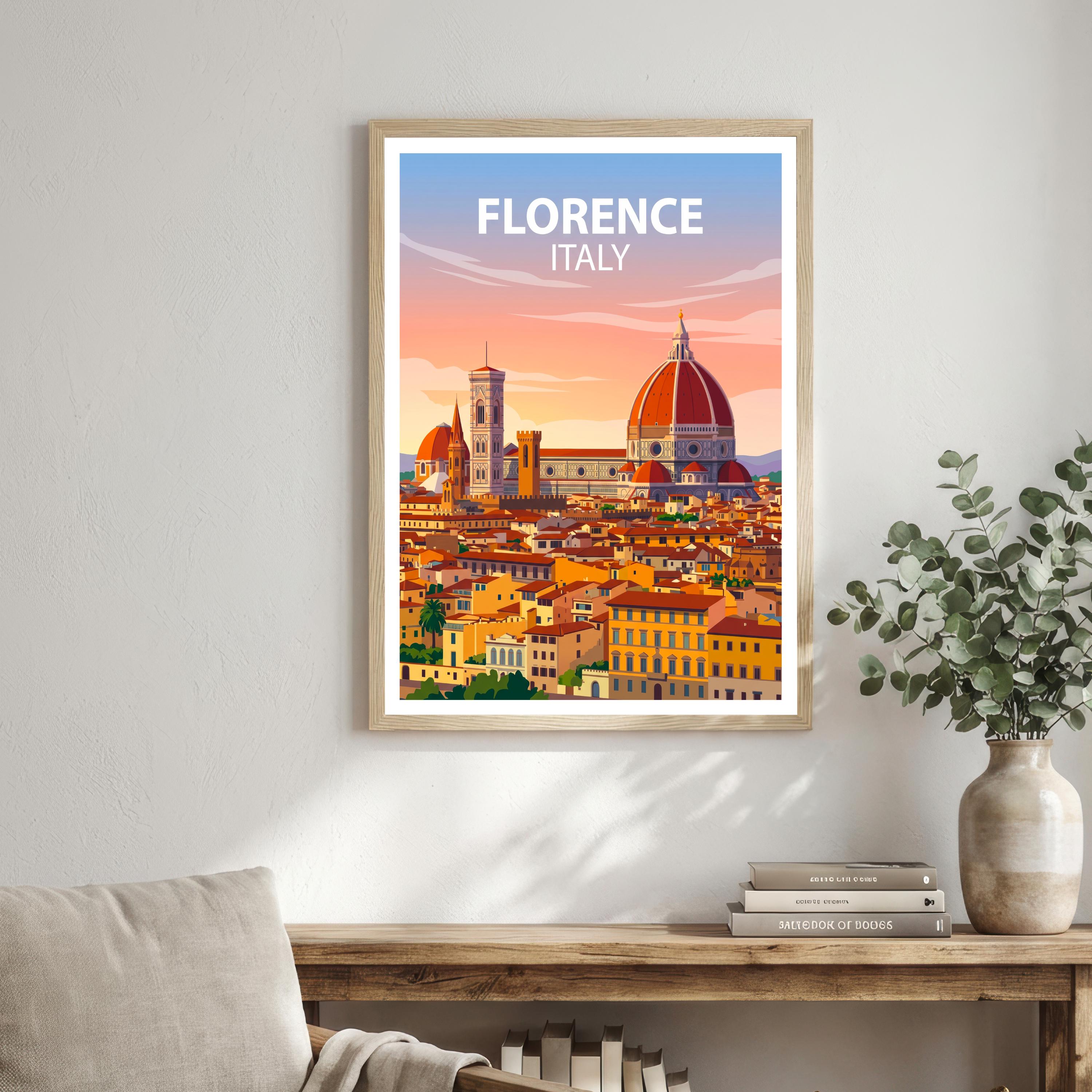 Florence Italy Travel Print Tuscan City Wall Decor Italian Landmark Travel Poster European Gift Home Décor
