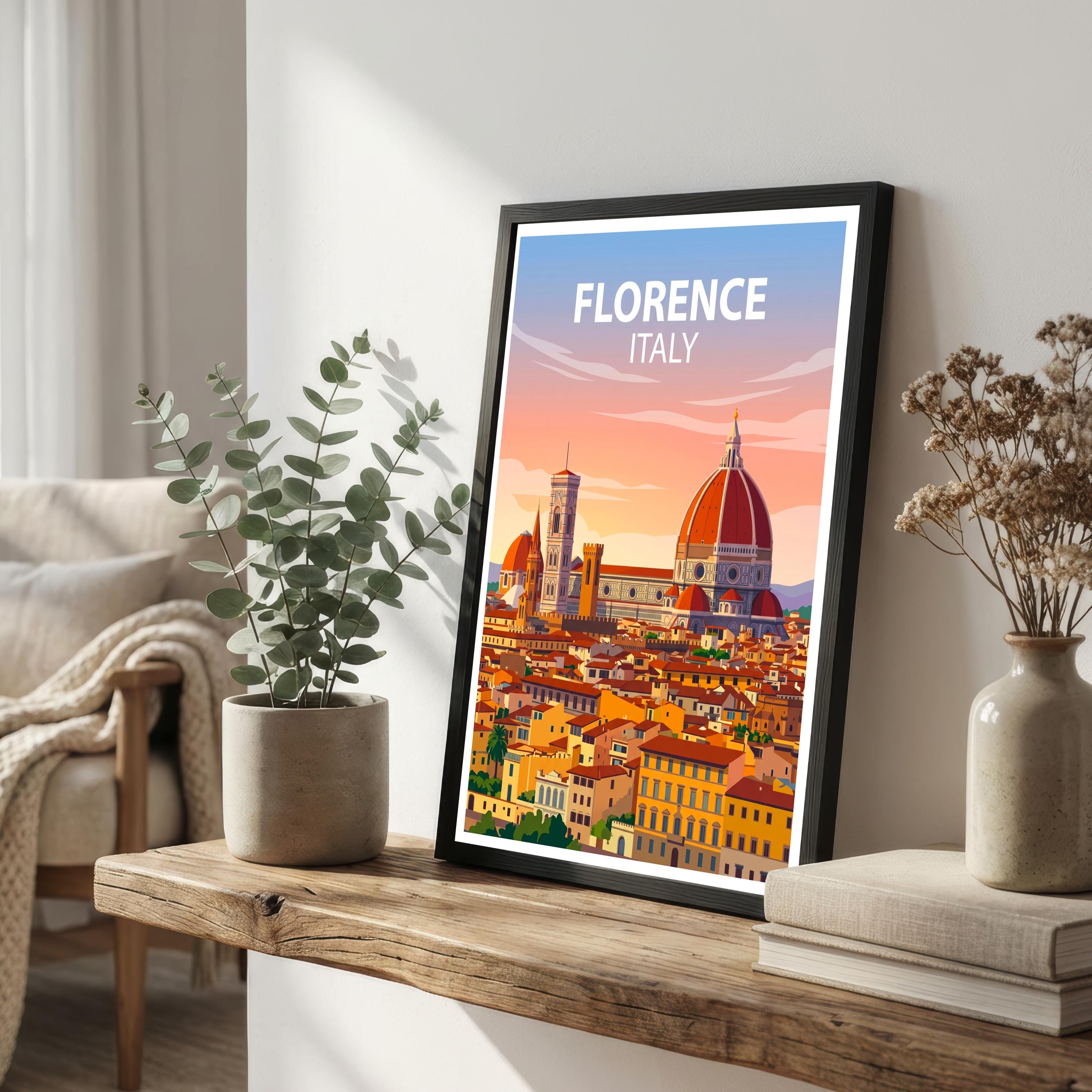 Florence Italy Travel Print Tuscan City Wall Decor Italian Landmark Travel Poster European Gift Home Décor