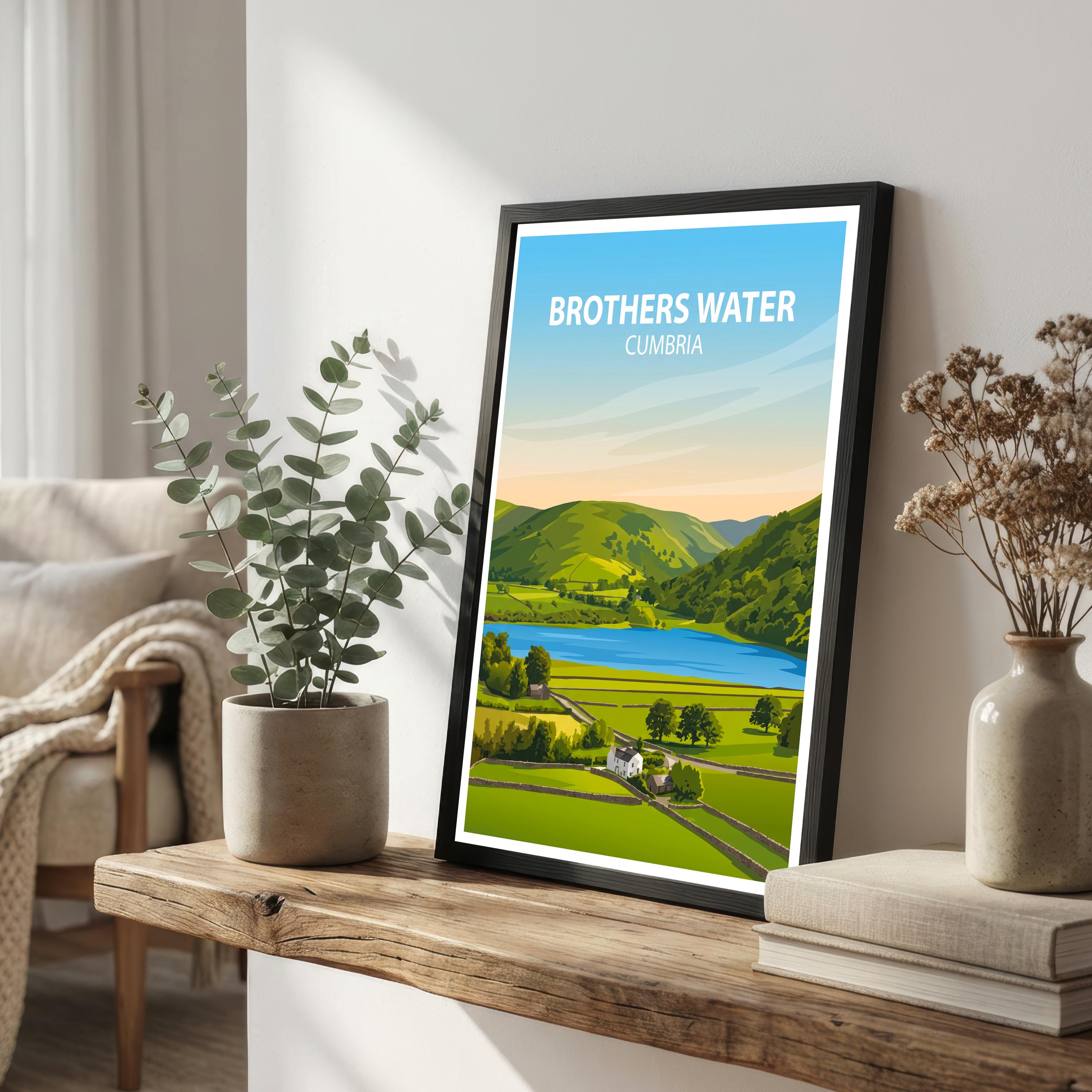 Brothers Water Cumbria Travel Print Lake District Landscape Wall Decor English Lake Travel Poster UK Gift Home Décor