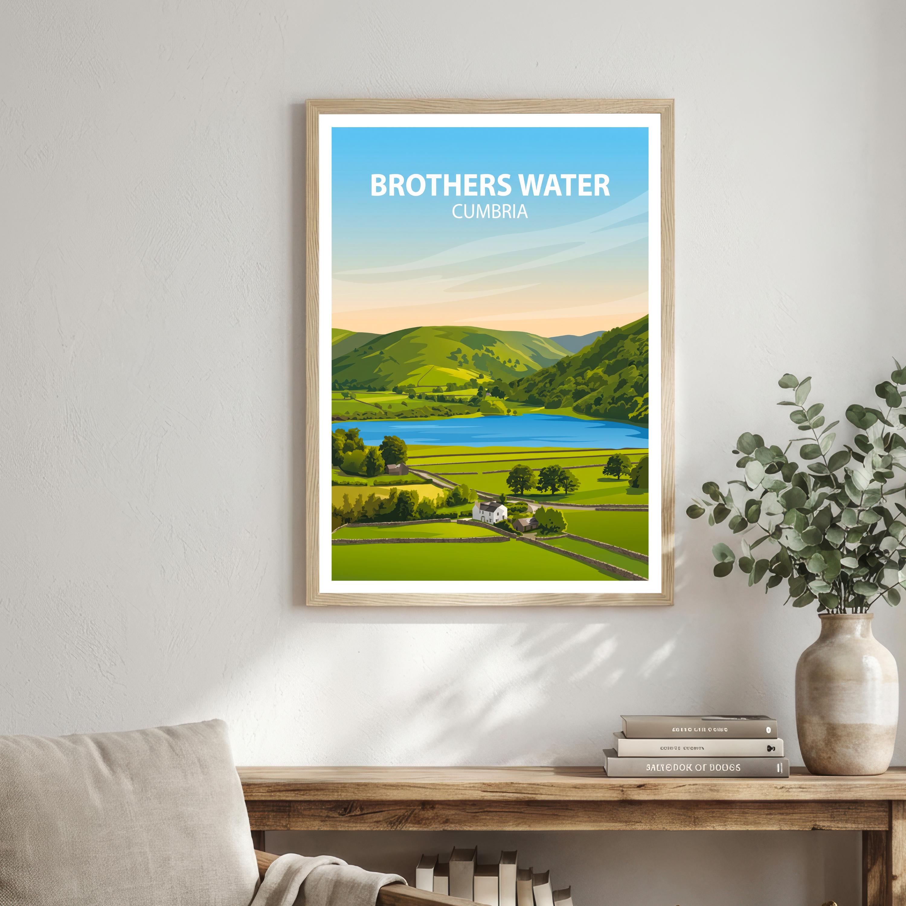 Brothers Water Cumbria Travel Print Lake District Landscape Wall Decor English Lake Travel Poster UK Gift Home Décor