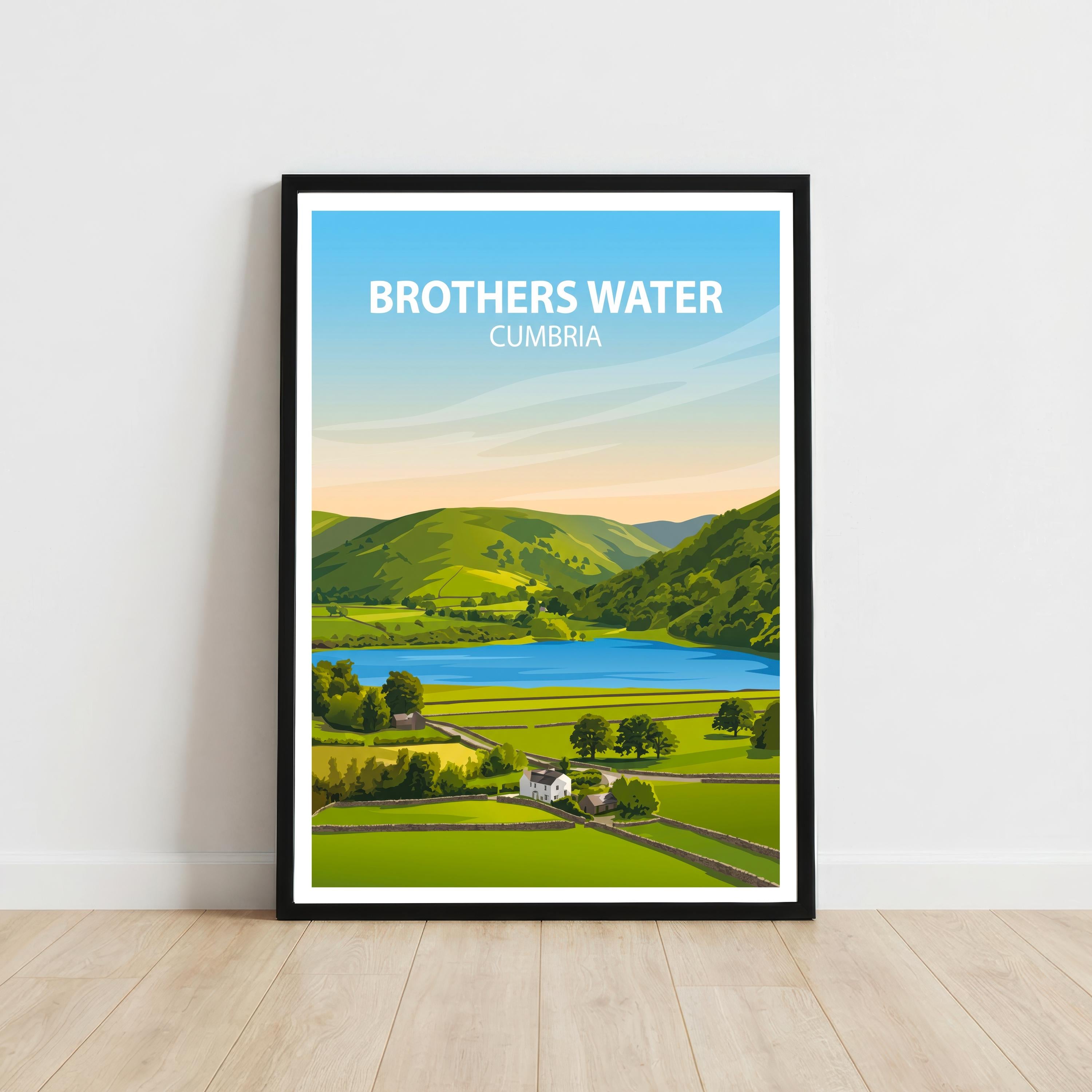 Brothers Water Cumbria Travel Print Lake District Landscape Wall Decor English Lake Travel Poster UK Gift Home Décor
