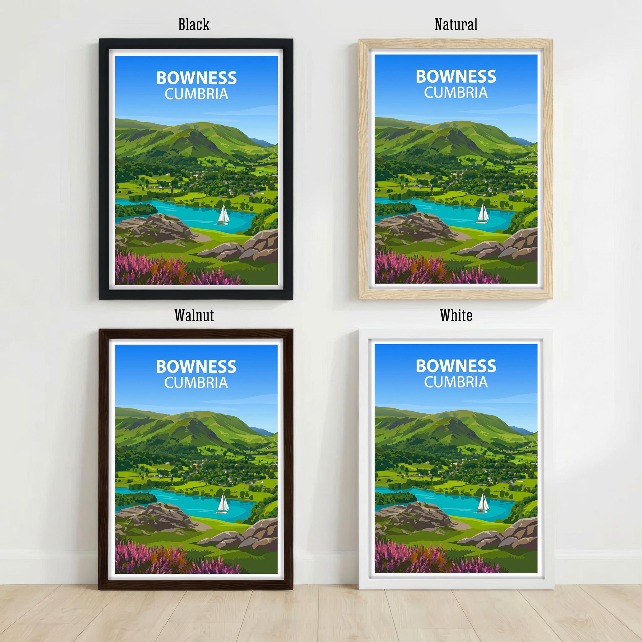 Bowness Cumbria Travel Print Lake District Village Wall Decor Windermere Travel Poster UK Gift Home Décor