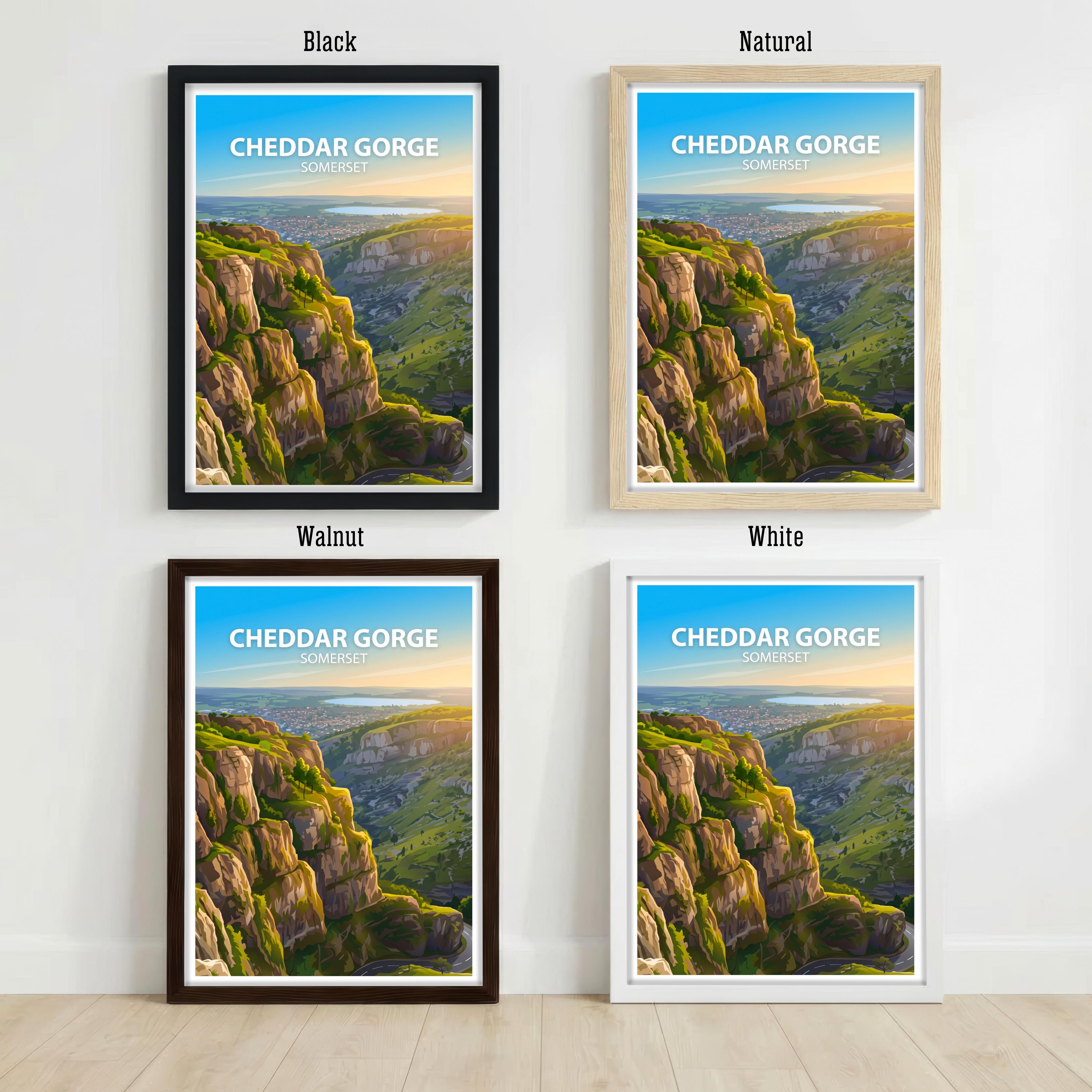 Cheddar Gorge Somerset Travel Print Limestone Cliffs Wall Decor English Landmark Travel Poster UK Gift Home Décor