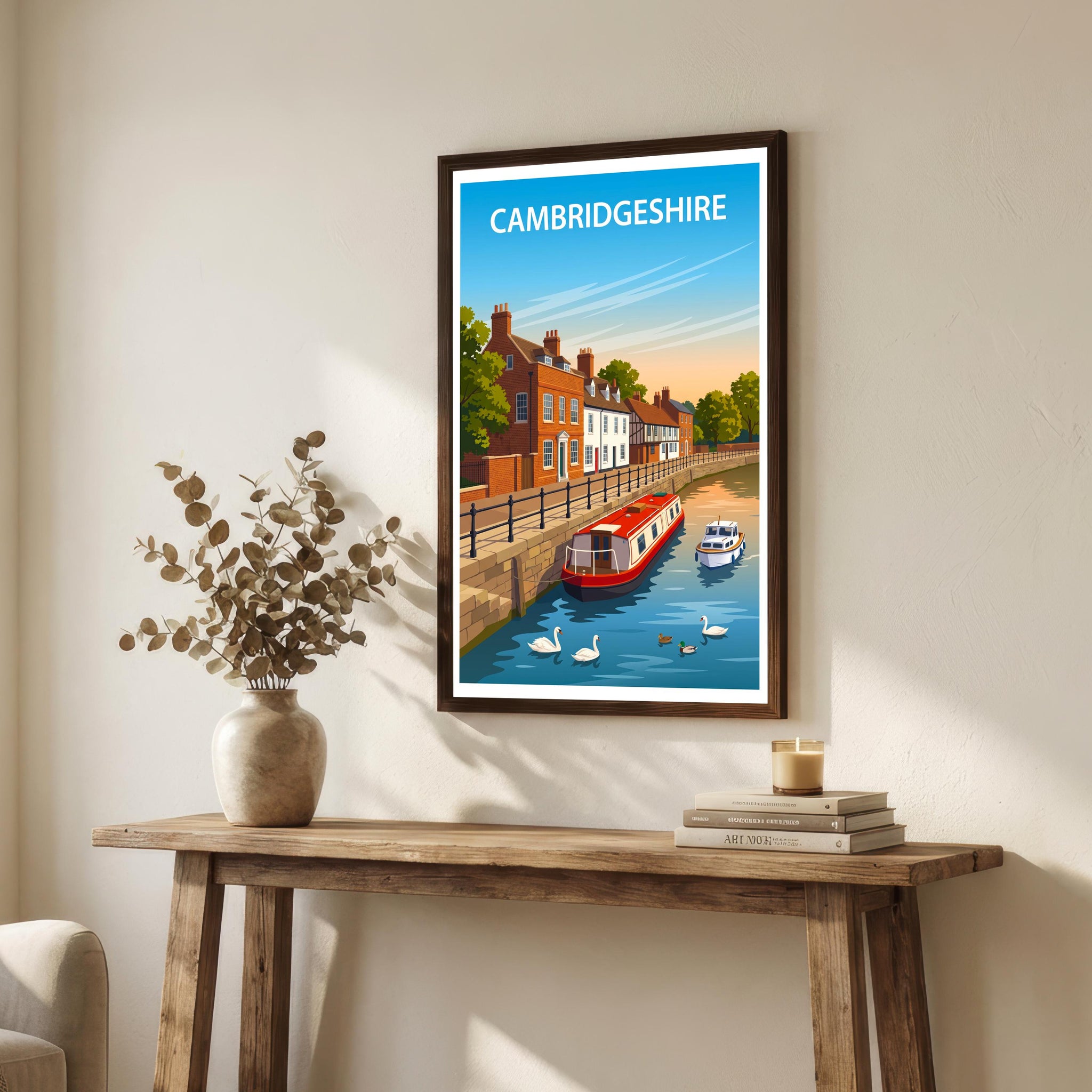 Cambridgeshire England Travel Print English Countryside Wall Decor Historic County Travel Poster UK Gift Home Décor