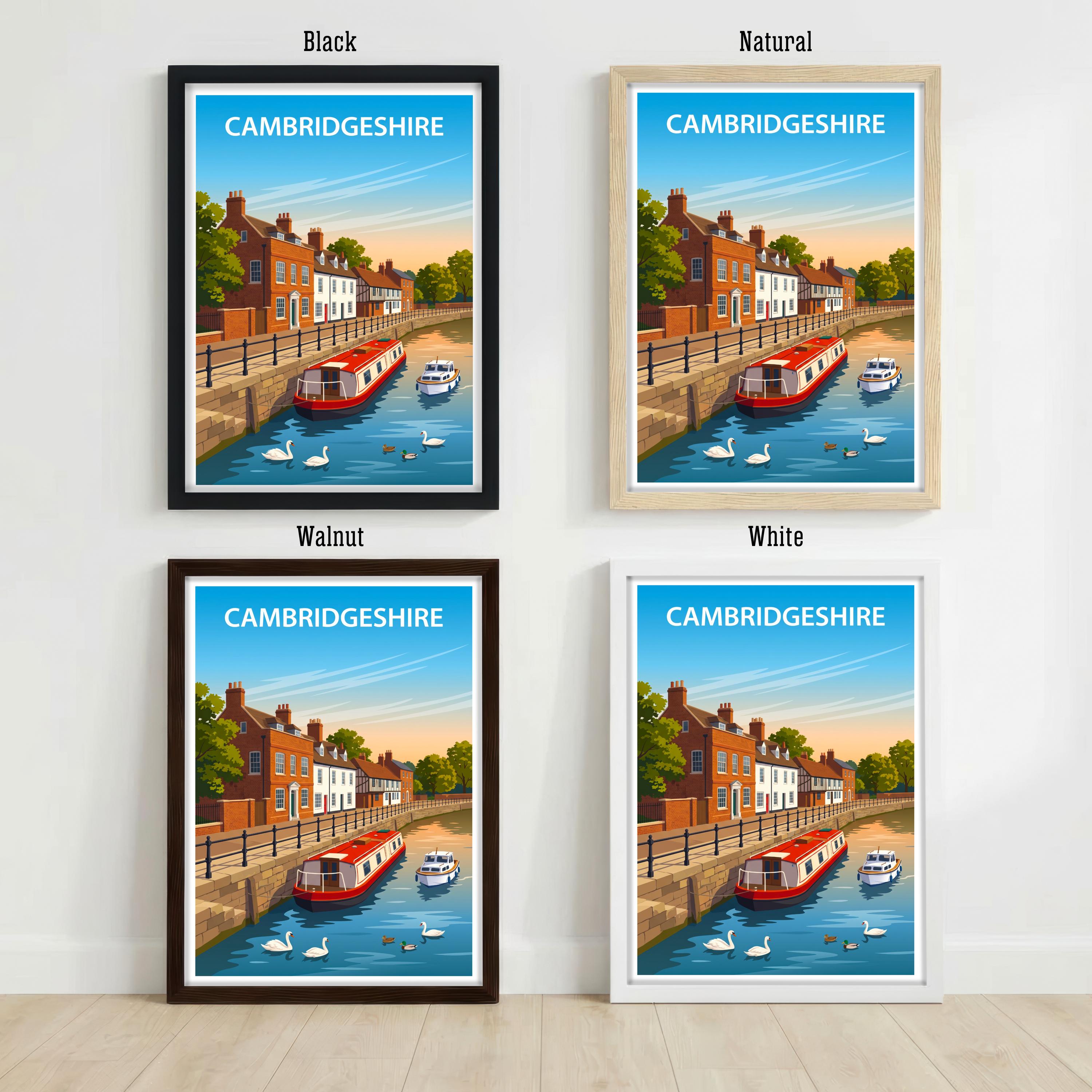 Cambridgeshire England Travel Print English Countryside Wall Decor Historic County Travel Poster UK Gift Home Décor