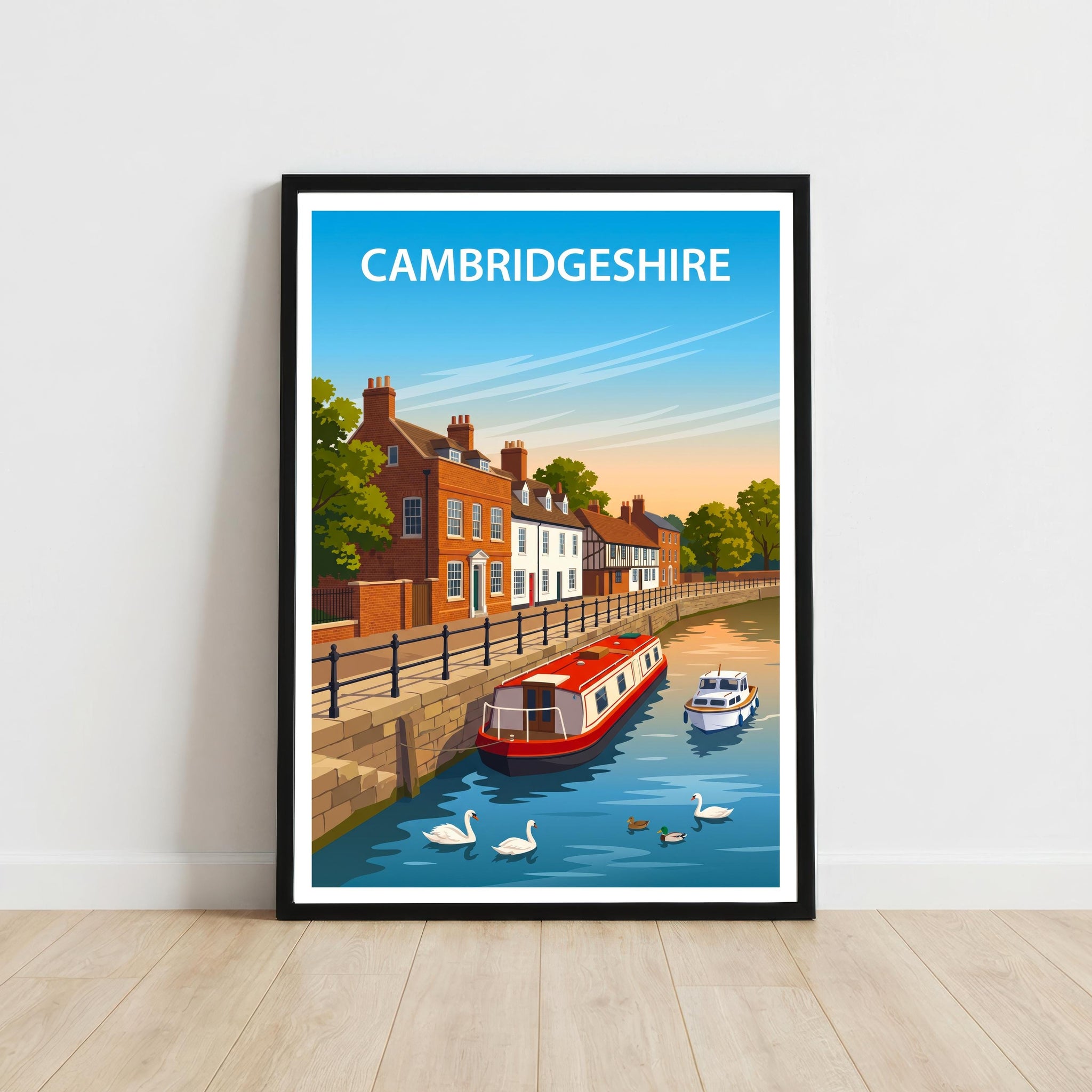 Cambridgeshire England Travel Print English Countryside Wall Decor Historic County Travel Poster UK Gift Home Décor