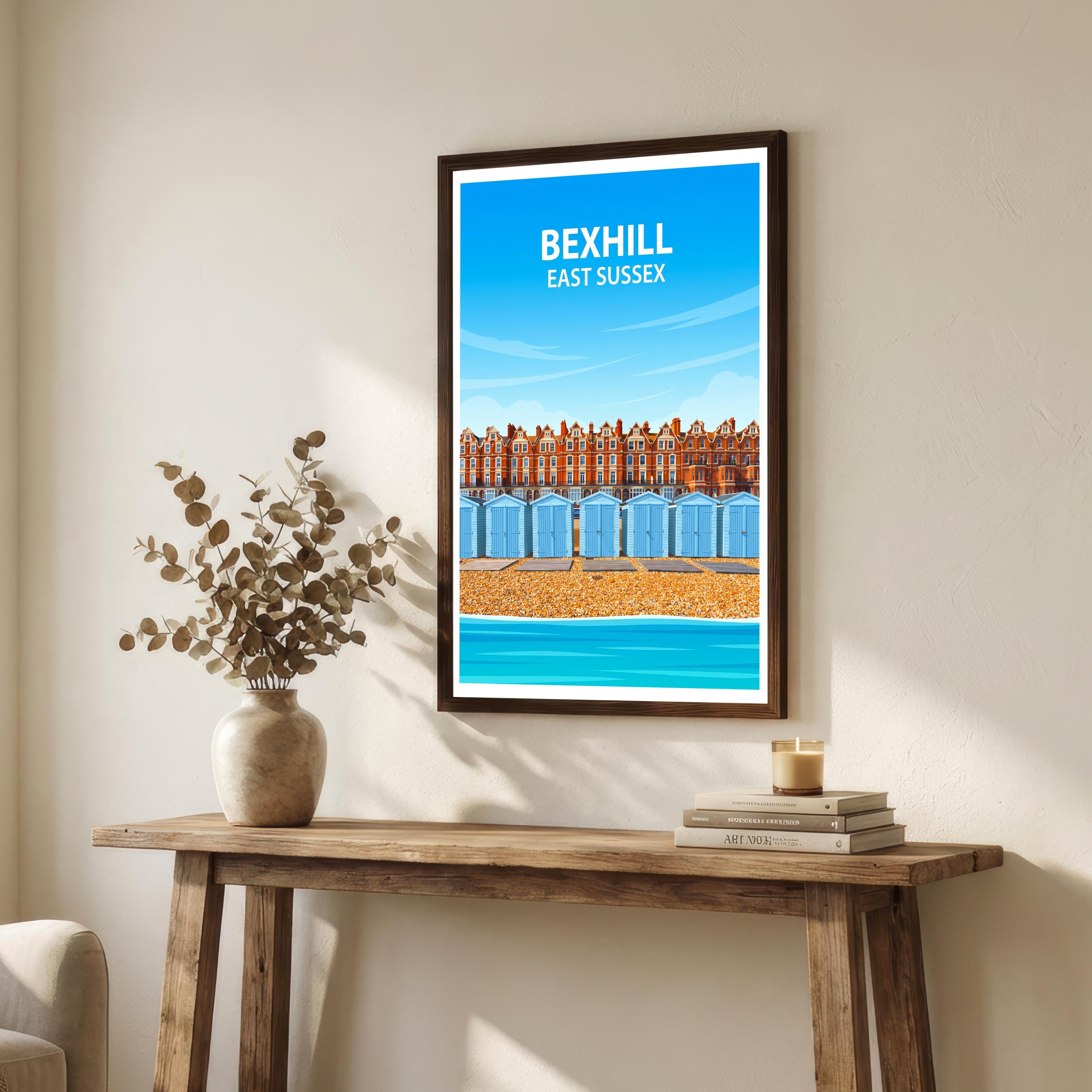 Bexhill East Sussex Travel Print Seaside Town Wall Decor English Coast Travel Poster UK Gift Home Décor