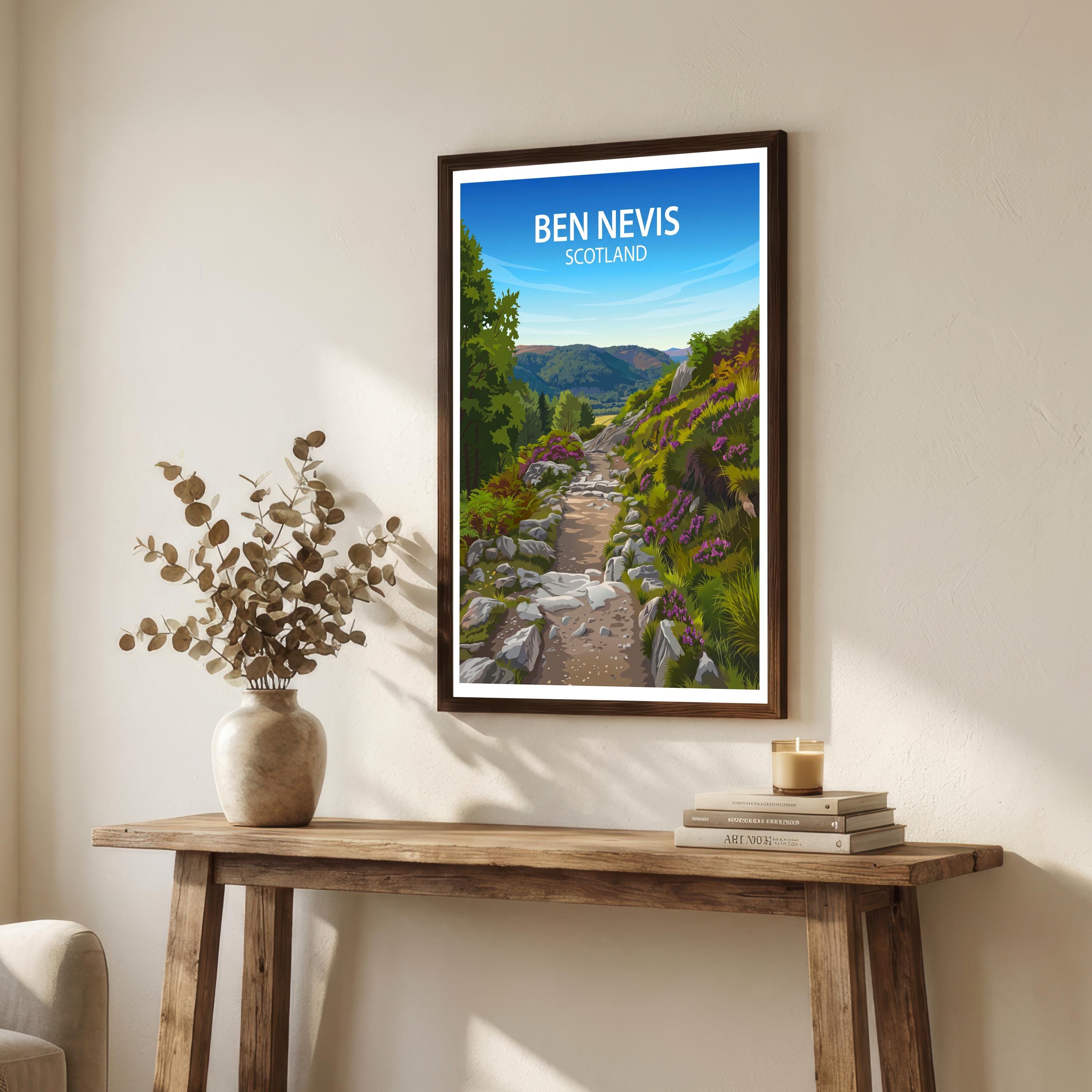 Ben Nevis Scotland Travel Print Mountain Landscape Wall Decor Scottish Highlands Travel Poster UK Gift Home Décor