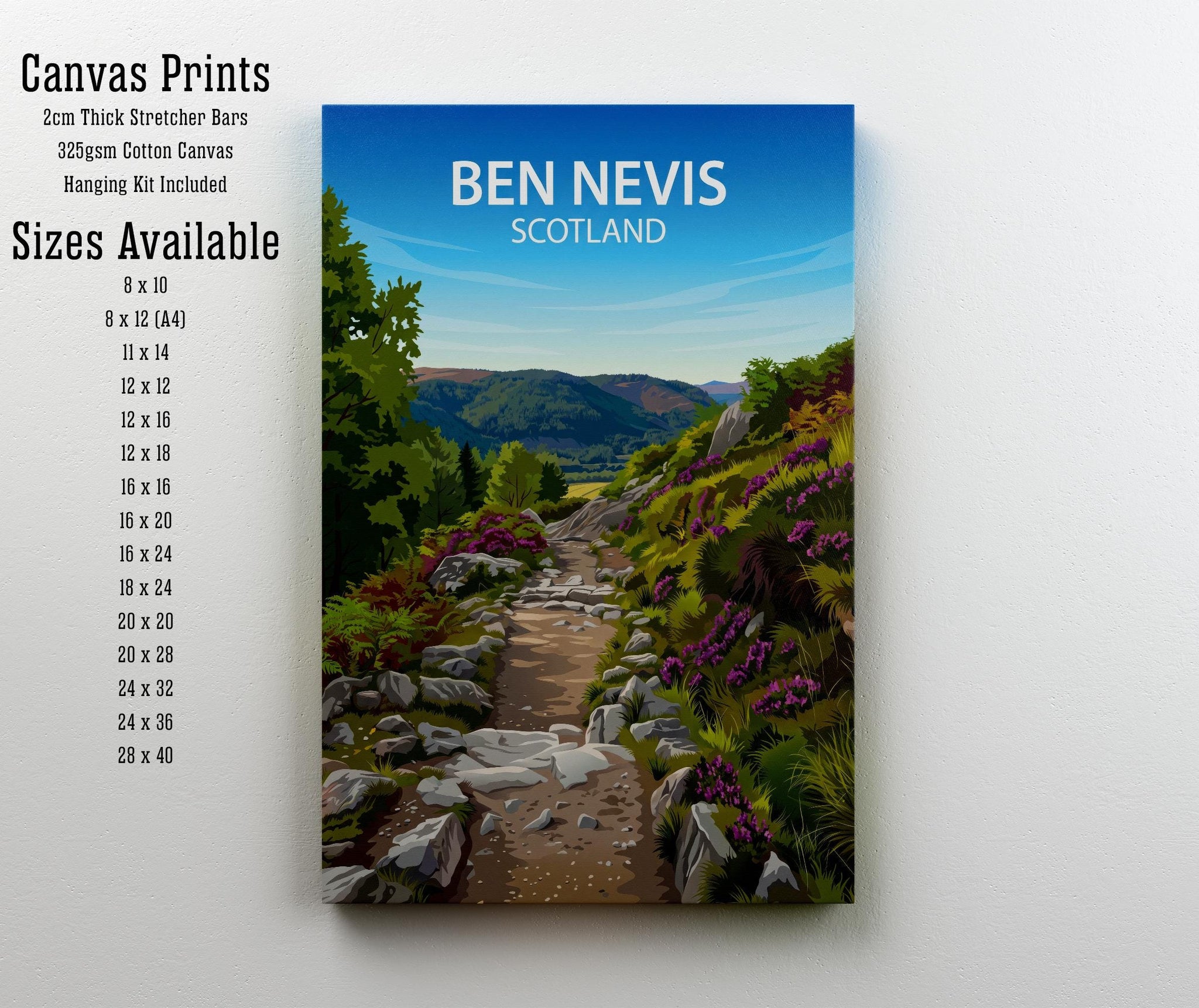 Ben Nevis Scotland Travel Print Mountain Landscape Wall Decor Scottish Highlands Travel Poster UK Gift Home Décor