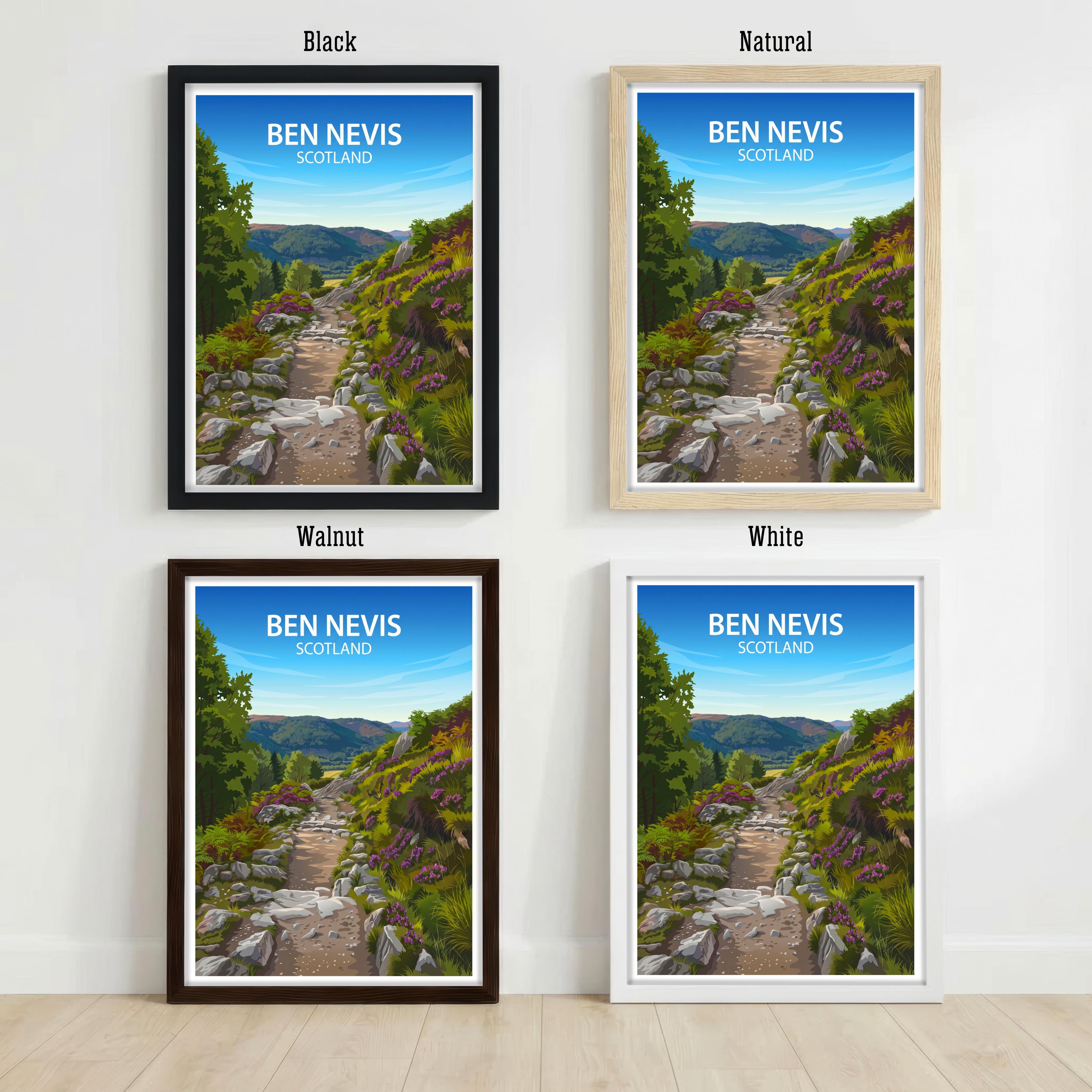 Ben Nevis Scotland Travel Print Mountain Landscape Wall Decor Scottish Highlands Travel Poster UK Gift Home Décor