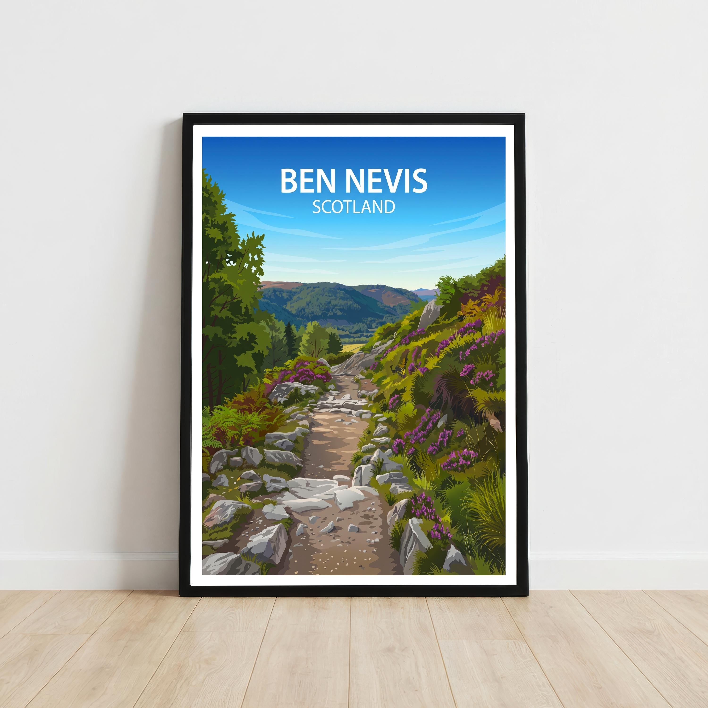 Ben Nevis Scotland Travel Print Mountain Landscape Wall Decor Scottish Highlands Travel Poster UK Gift Home Décor