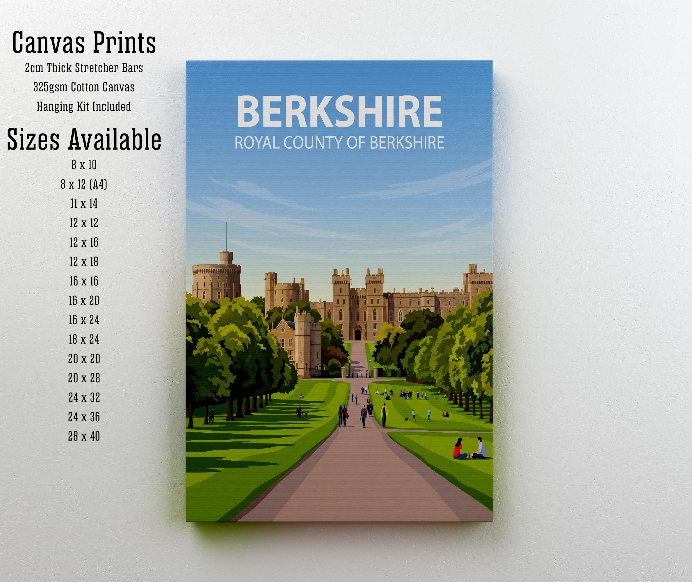 Berkshire England Travel Print Thames Valley Countryside Wall Decor Historic County Travel Poster UK Gift Home Décor