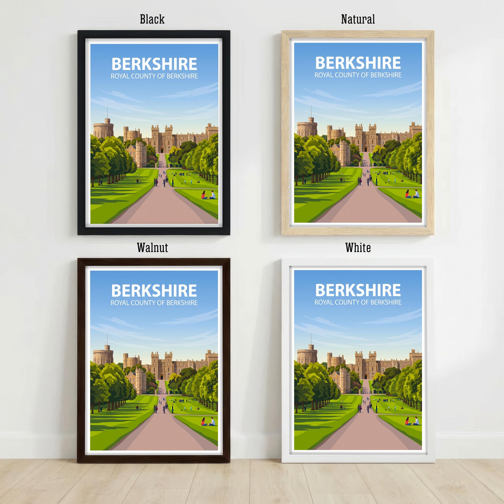 Berkshire England Travel Print Thames Valley Countryside Wall Decor Historic County Travel Poster UK Gift Home Décor